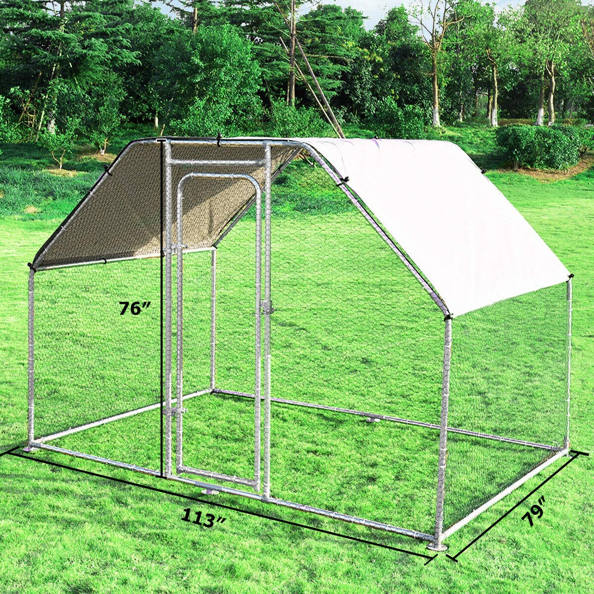 Giantex Large Metal Chicken Coop Walk-in Chicken Coops Hen Run House Shade Cage 