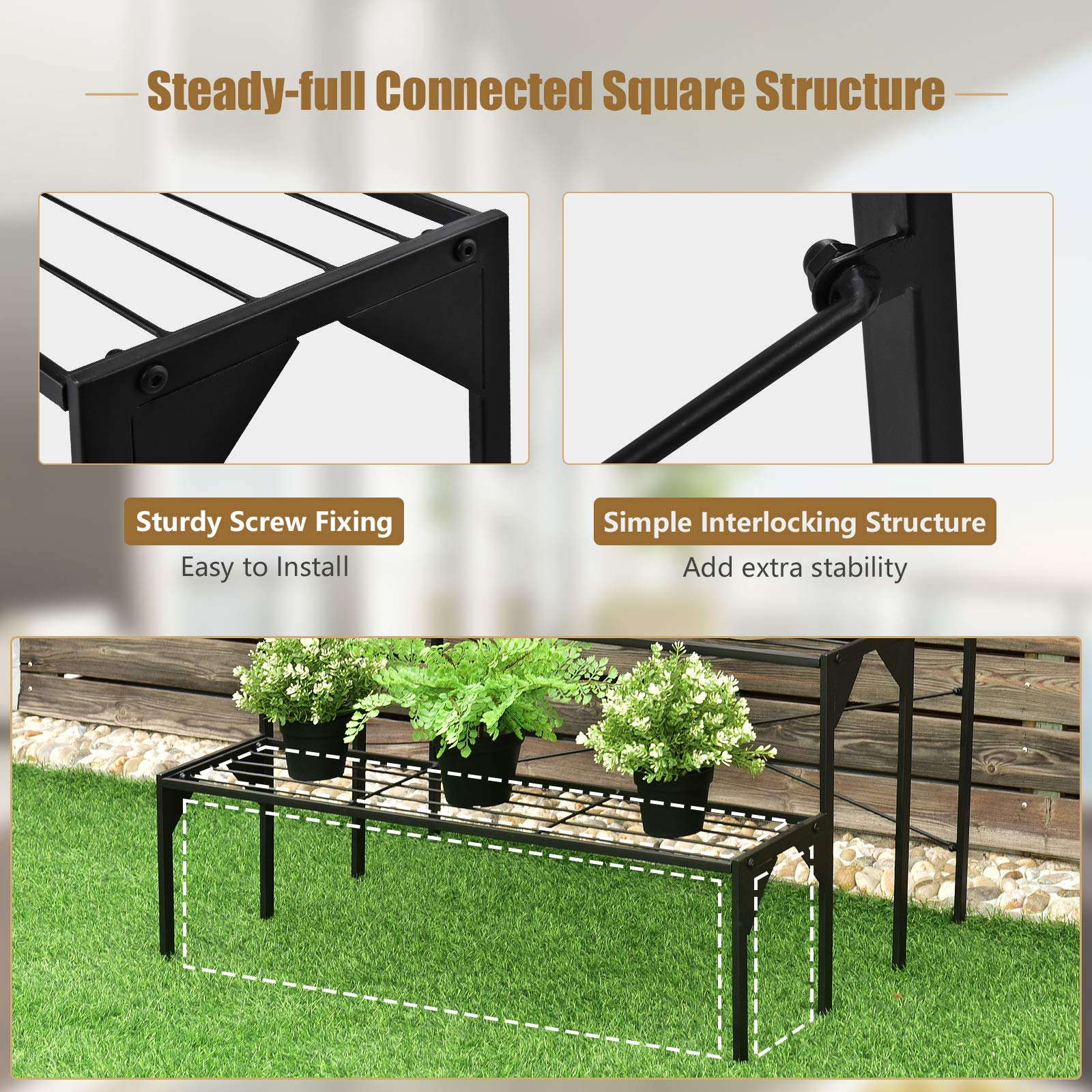 Giantex 3 Tiers Metal Plant Stand, Ladder Flower Pots Holders 