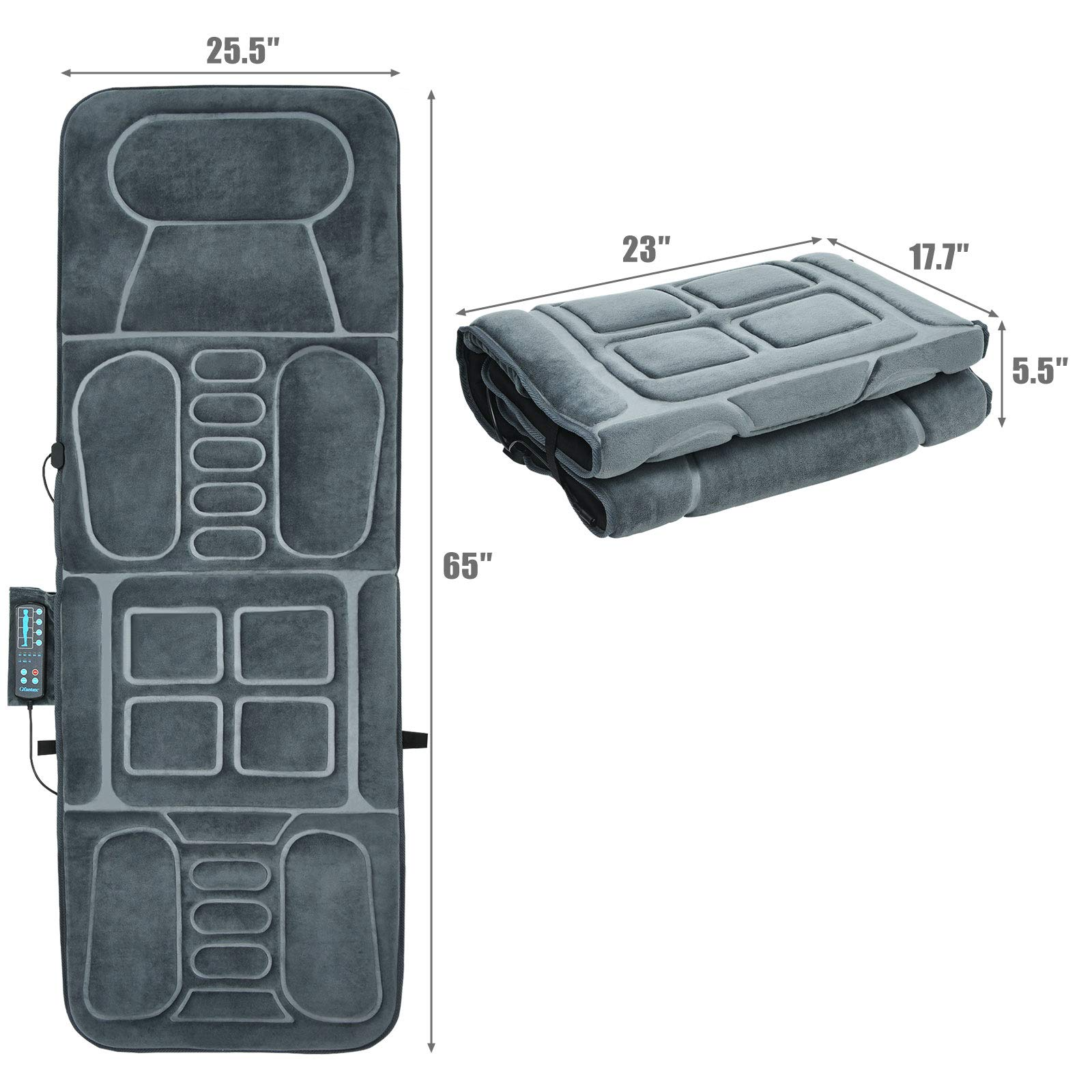 Giantex Full Body Massage Mat with Heat, Back Massage Chair Pad with 10 Vibration Motors 