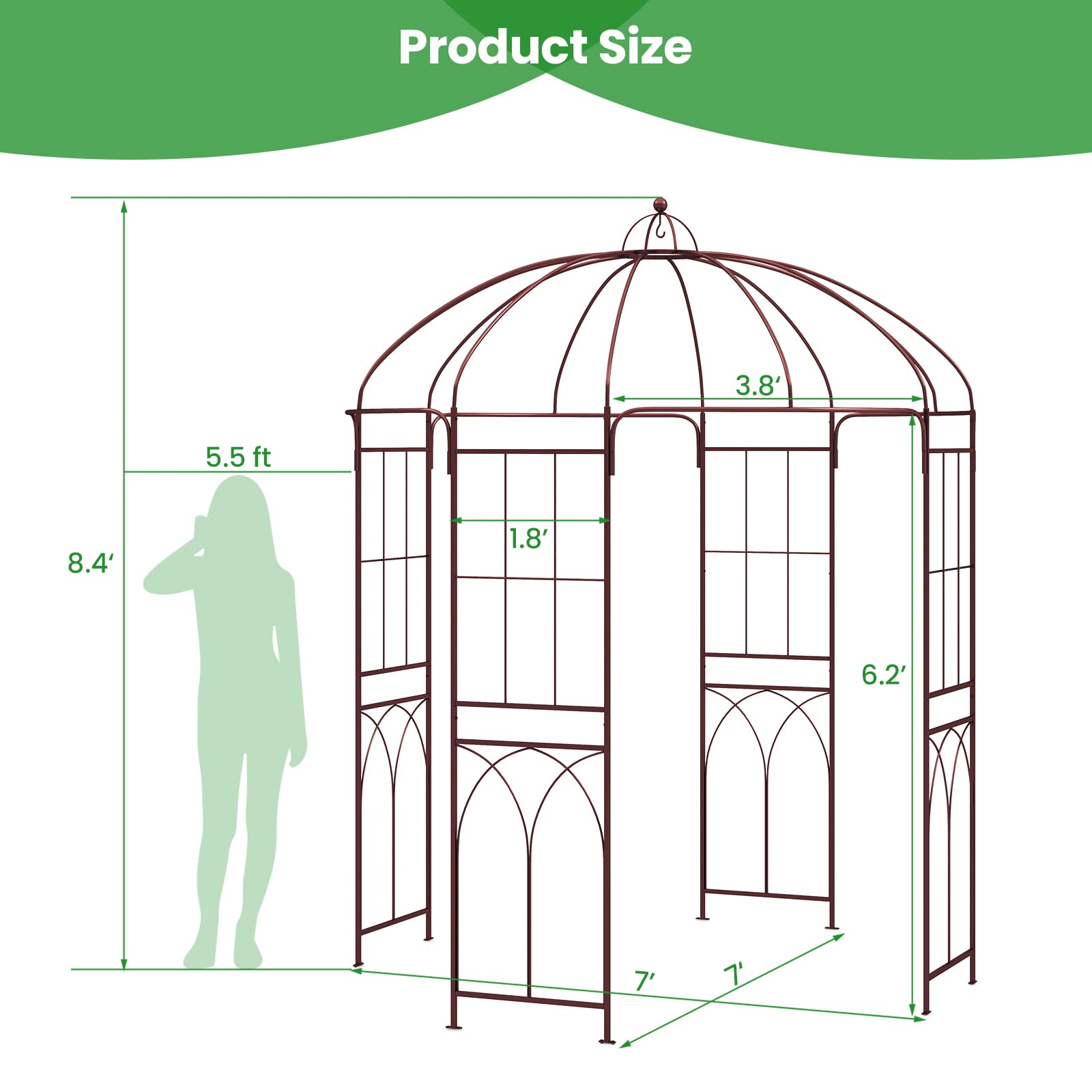 Giantex Birdcage Shape Garden Arbor, 8.4ft High x 7ft Wide