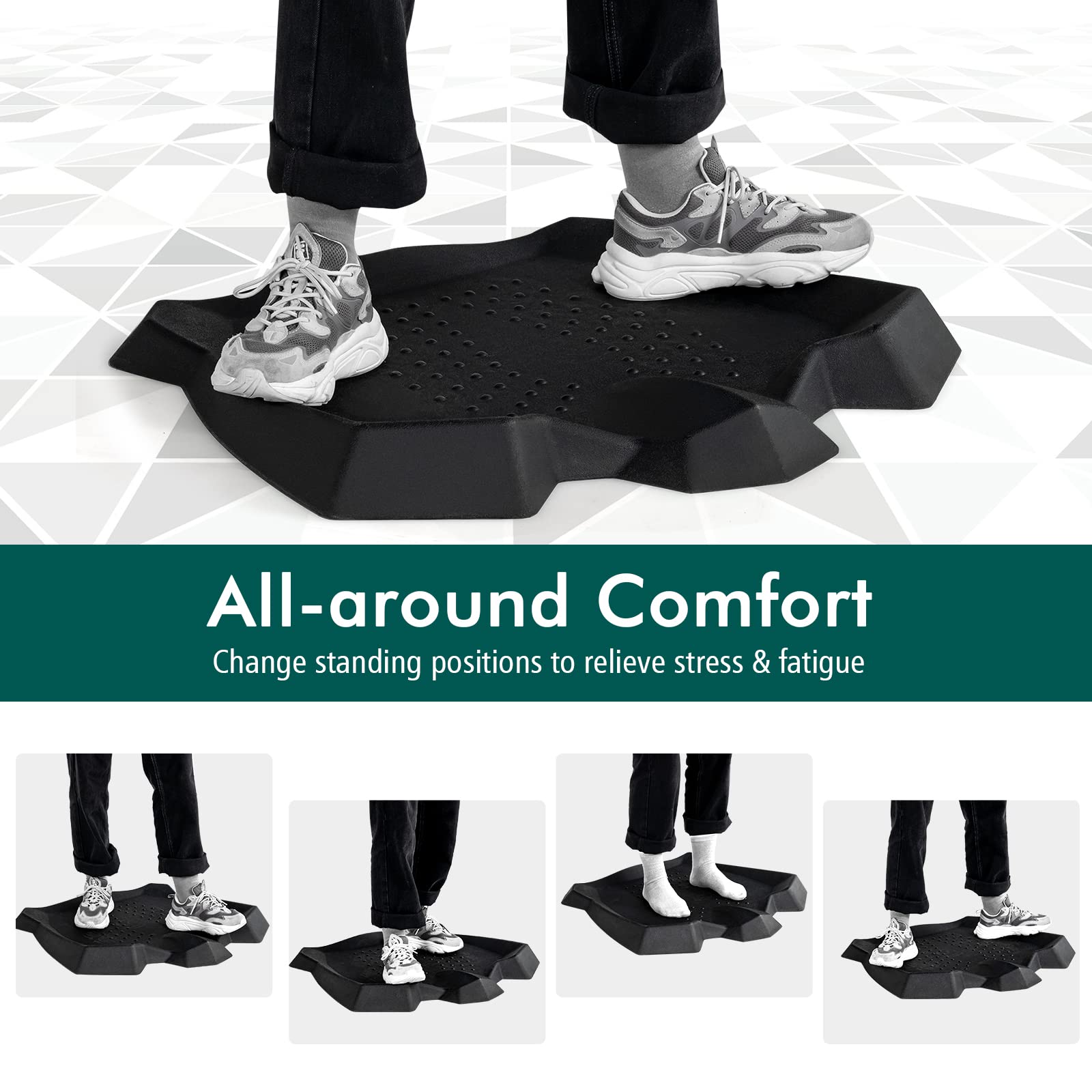 Giantex Anti Fatigue Mat, Not-Flat Standing Mat w/ Foot Massage Points Diverse Terrain & Beveled Edges