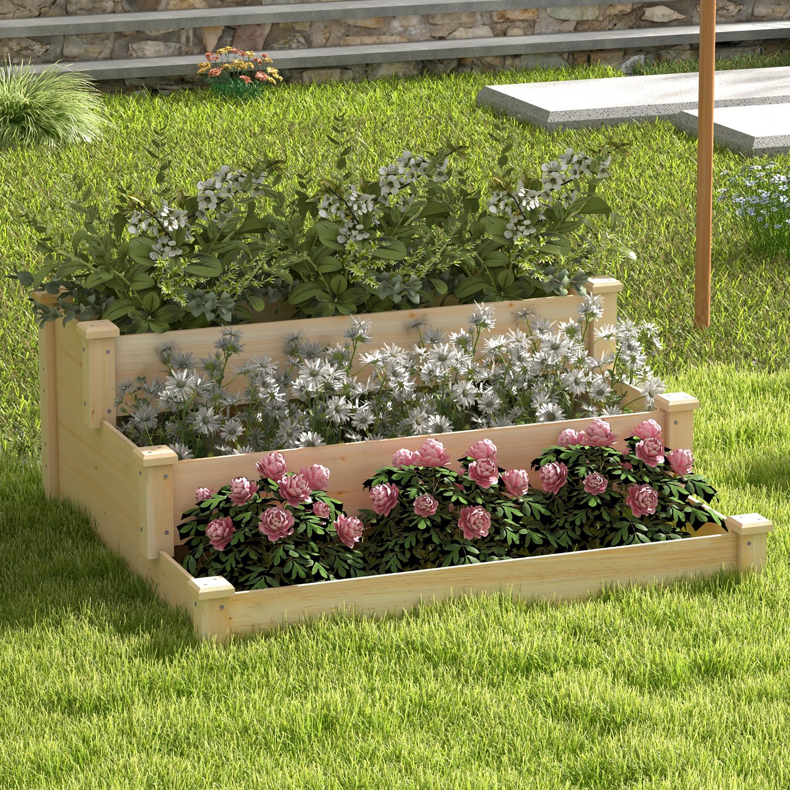 Giantex 3-Tier Raised Garden Bed, Tiered Planter Box 
