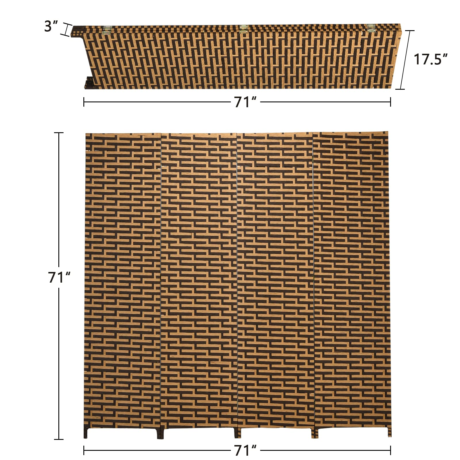 Giantex Room Divider, 6 Ft 4 Panel Handmade Rattan Room Divider