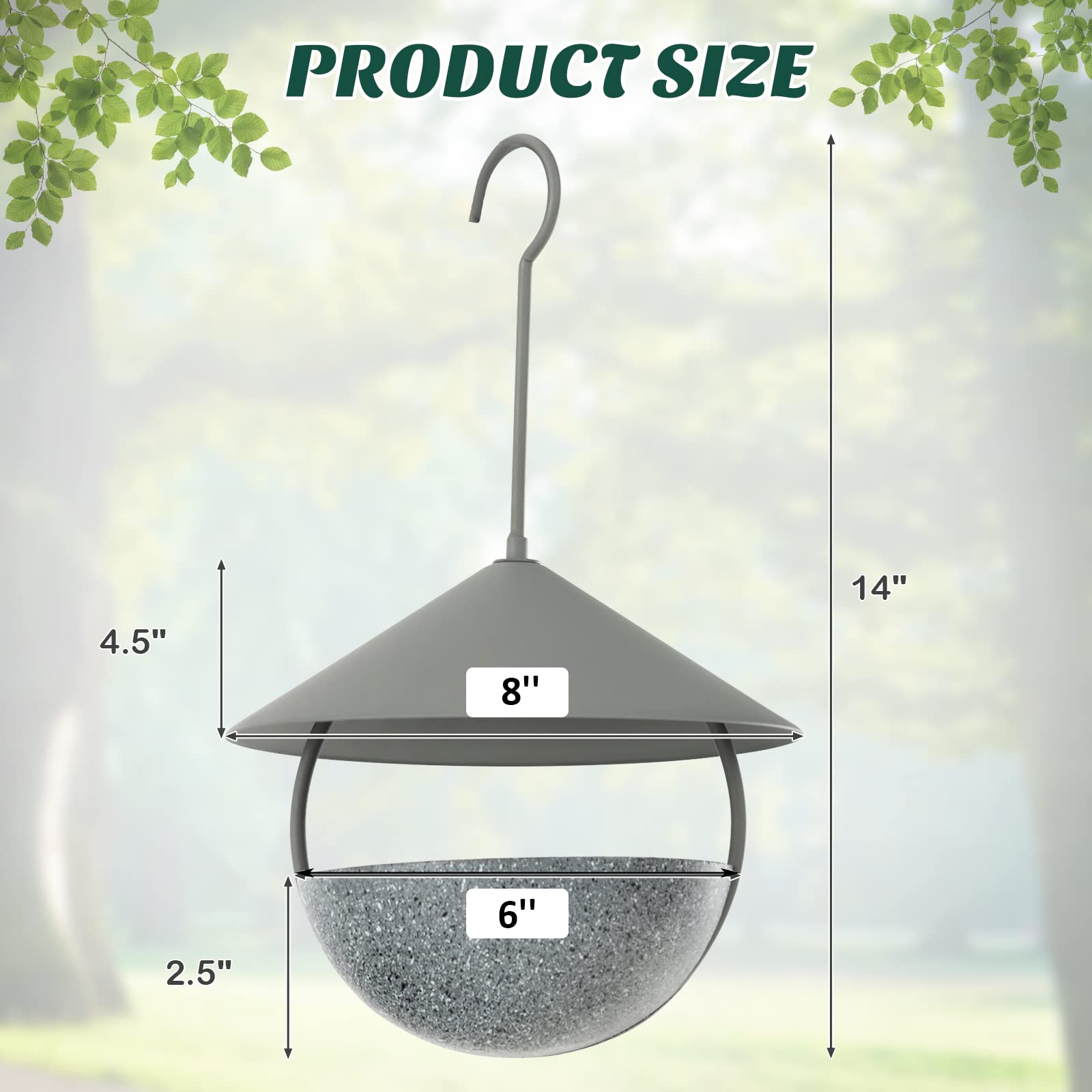 Giantex Bird Feeder, Hanging Wild Bird Feeder Bath with Removable Resin Feed Bowl and Waterproof Metal Roof 