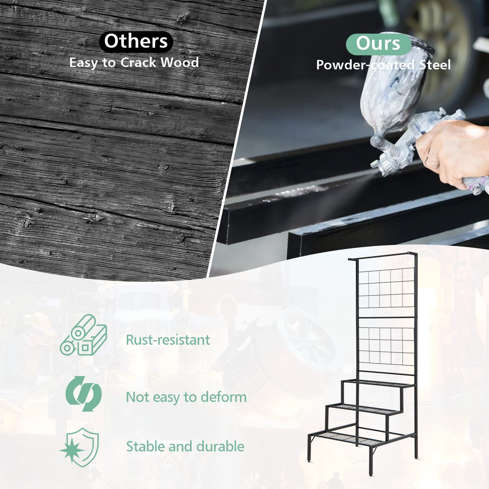 Giantex 3-Tier Hanging Plant Stand Indoor, Tall Ladder Plant Shelf 