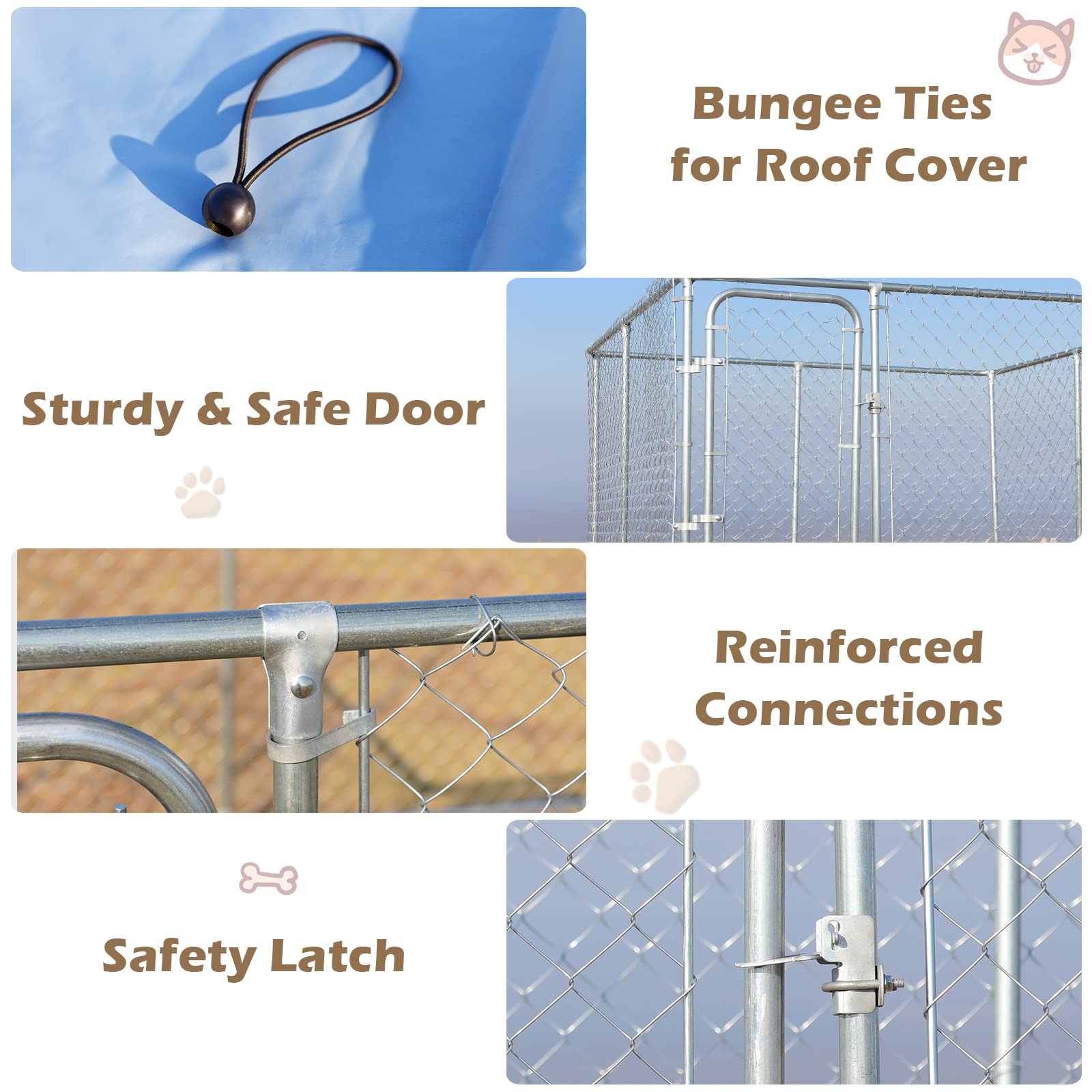 Giantex Outdoor Dog Kennel with Roof, 7.5ft Dog Fence with Door and Waterproof Cover 