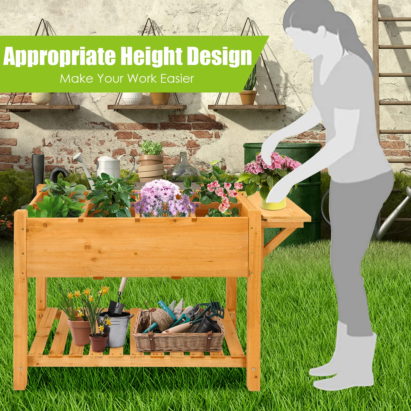 Elevated Raised Garden Box (47L x 21W x 31.5H) 