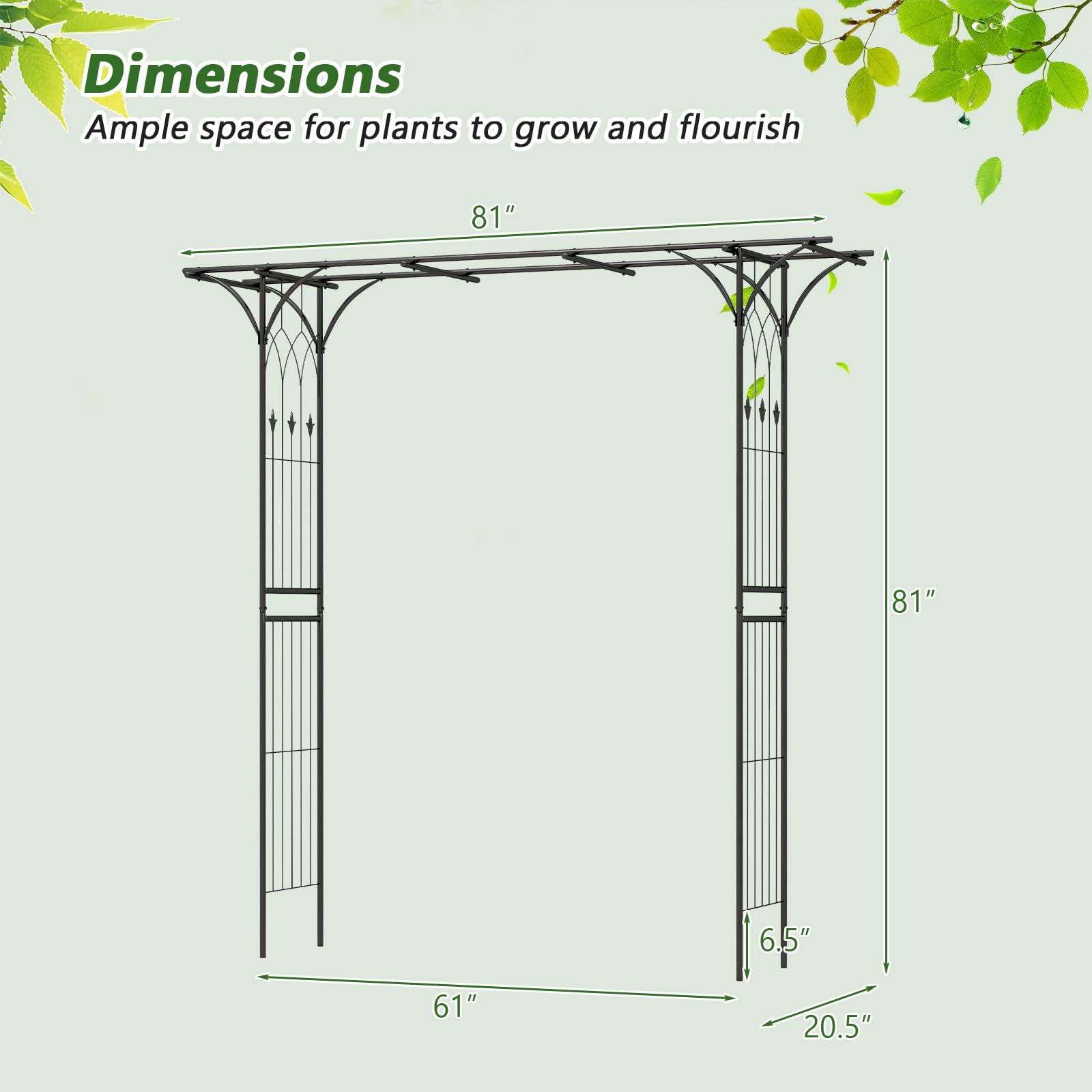 Giantex Garden Arch Trellis - 81''H x 81''W Metal Garden Arbor