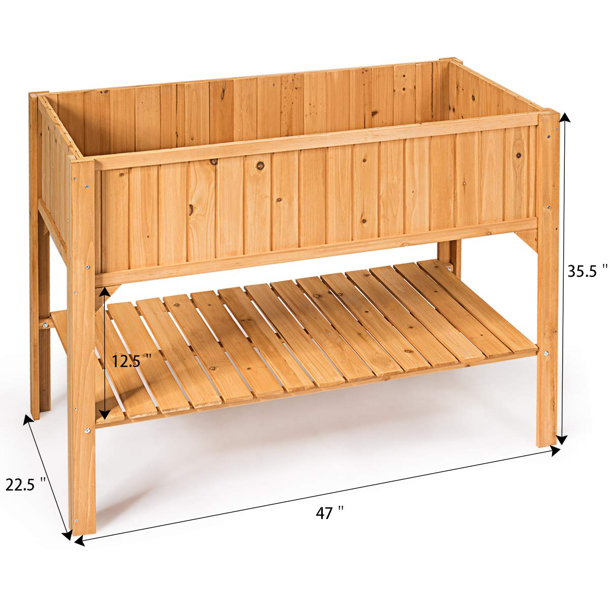 Raised Garden Planter Bed Box, 47" L x 22.5" W x 35.5" H 