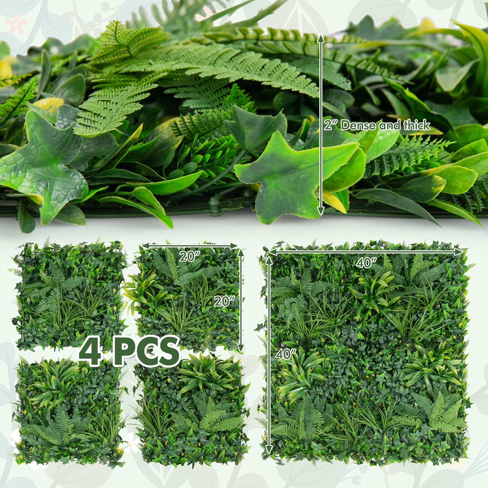 Giantex Grass Wall Panels Backdrop - 4 PCS 20"x20" Artificial Tropical Boxwood Panels 
