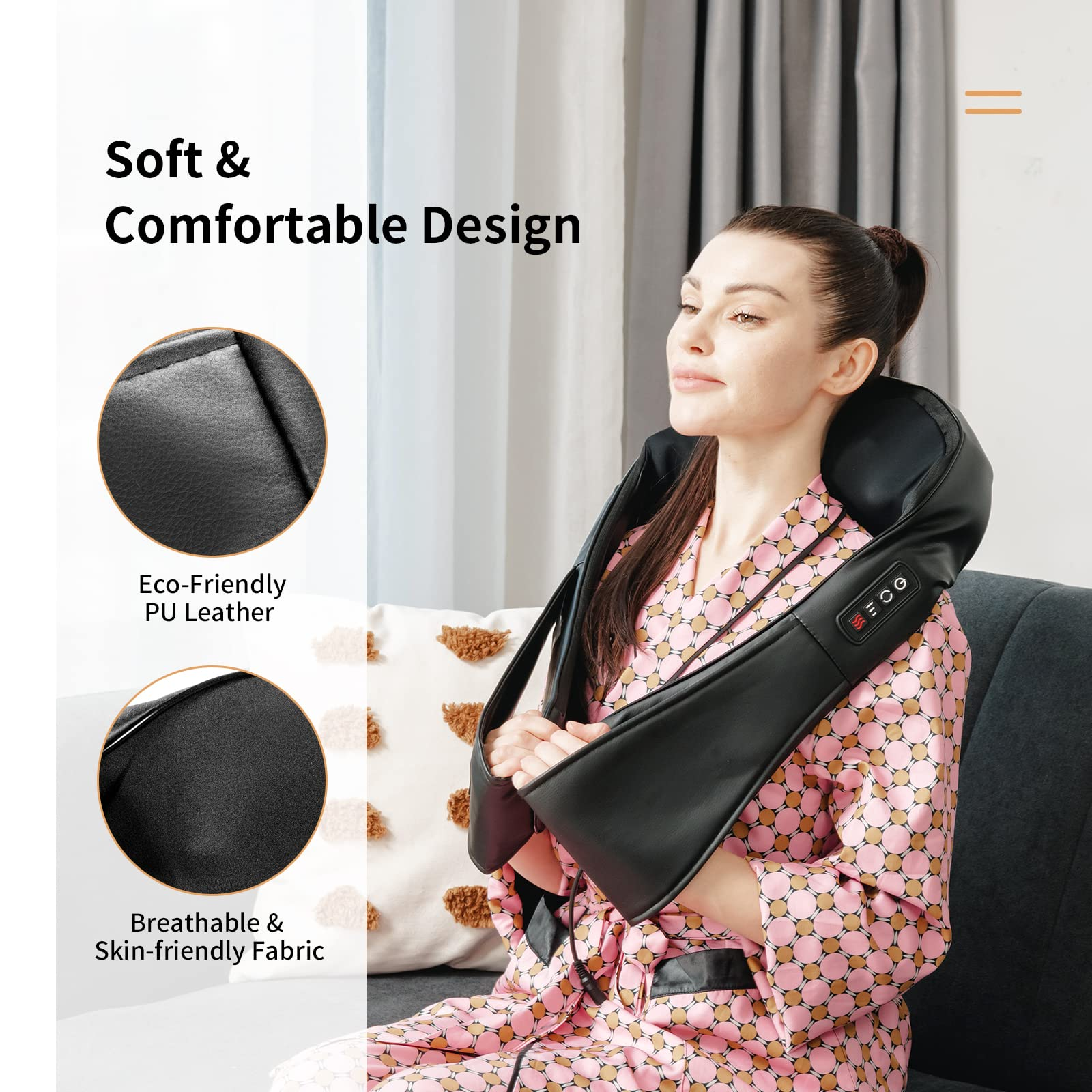 Giantex Shiatsu Back Neck Massager with Heat, Kneading Massage Pillow for Muscle Pain Relief 