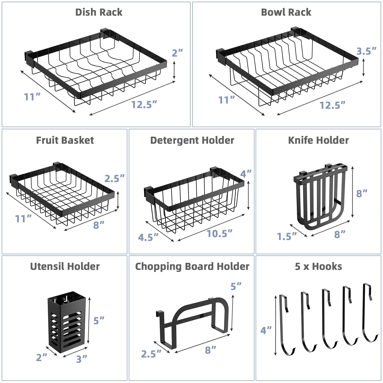 Giantex Over Sink Dish Drying Rack, 2-Tier Dish Drainer with Adjustable Length 21"-39" (Black) 
