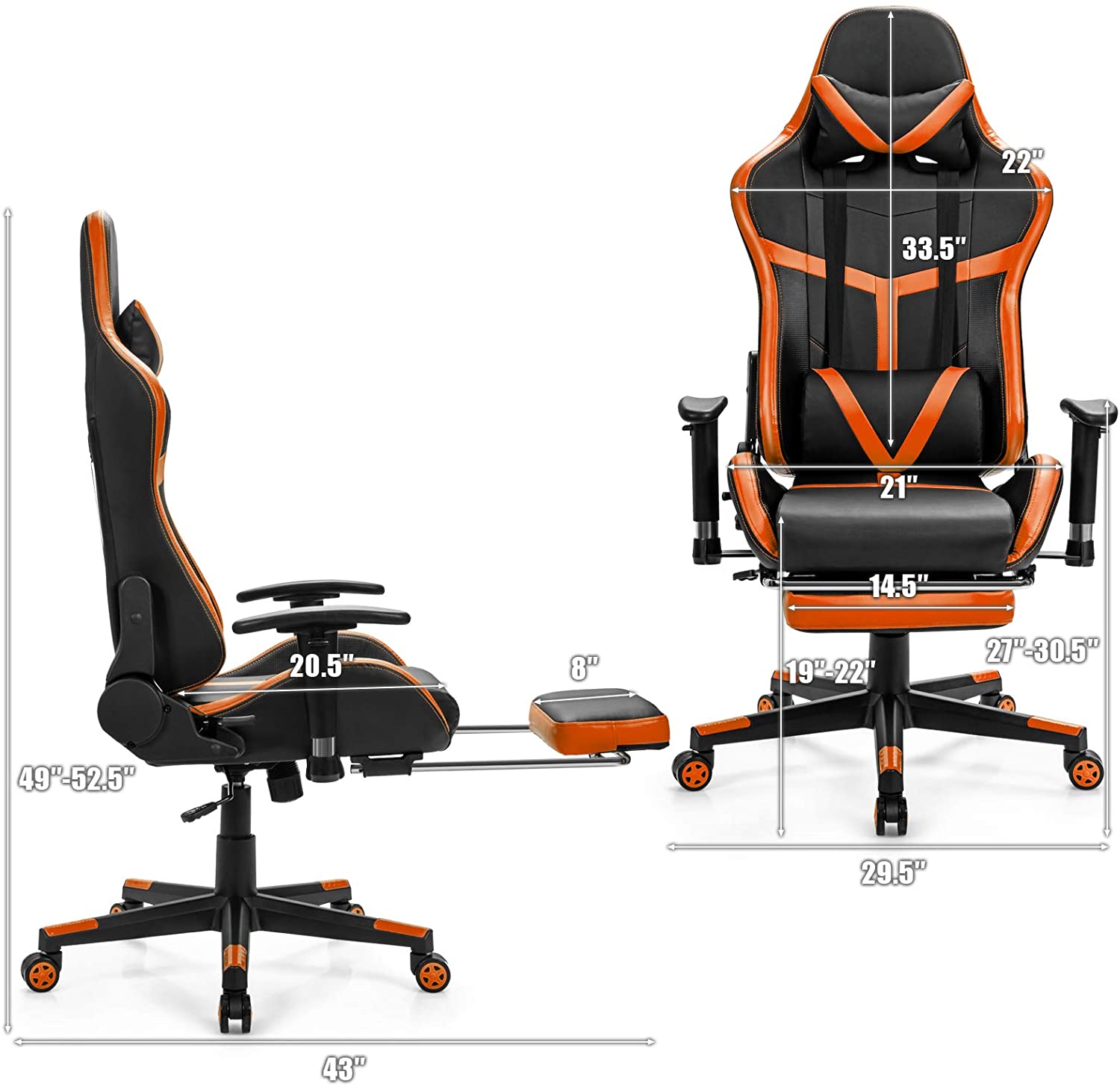 Computer Gaming Chair, Adjustable Massage Gaming Chair 