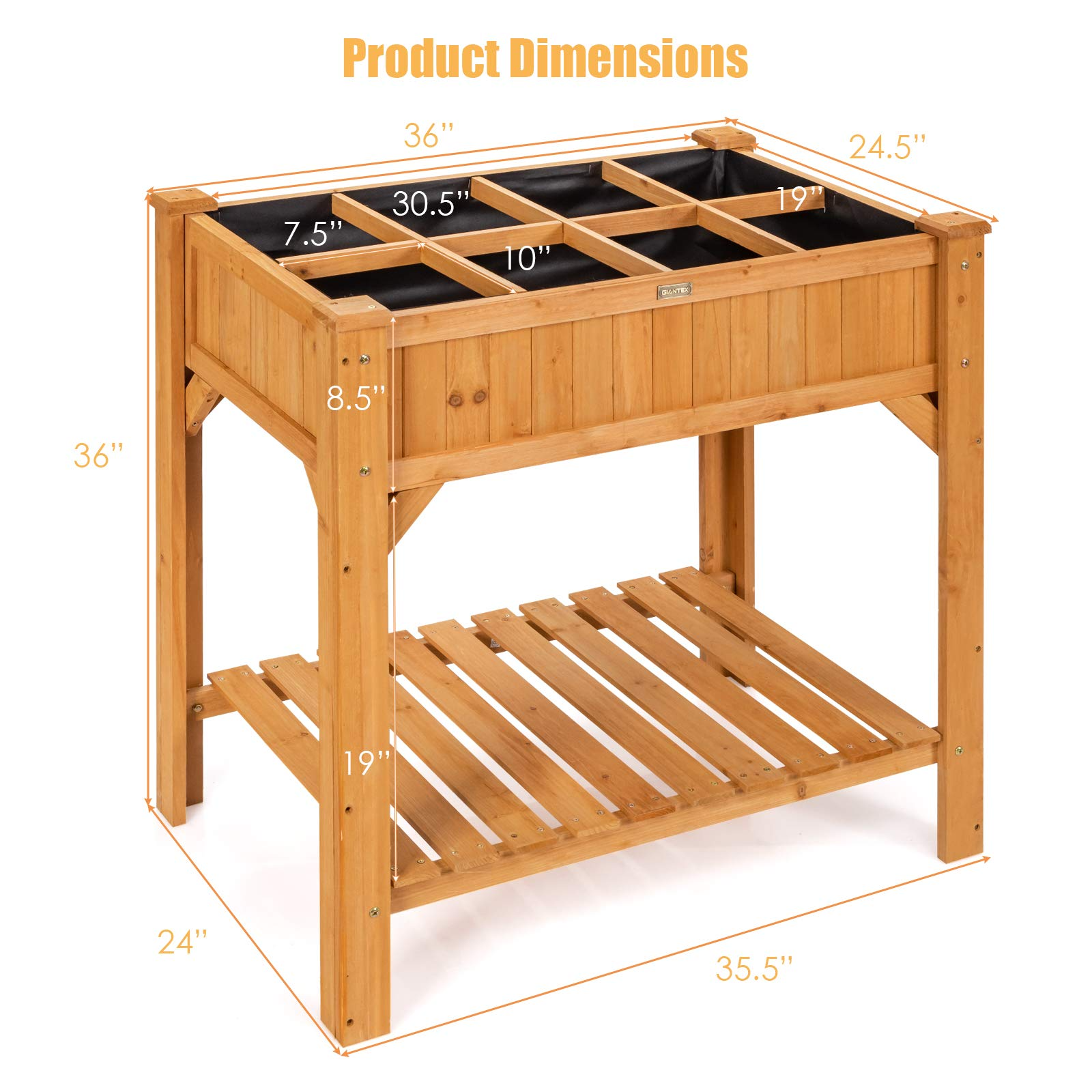 Raised Garden Bed, 36" x 24" x 36" (L x W x H) 