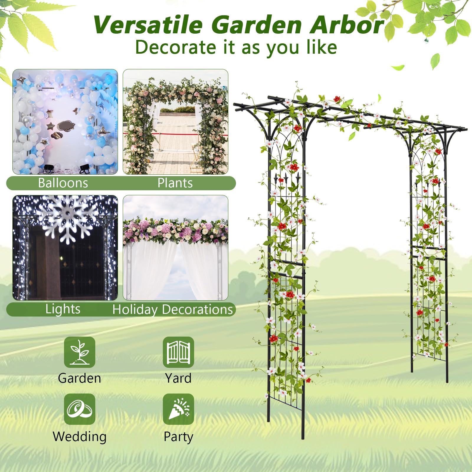 Giantex Garden Arch Trellis - 81''H x 81''W Metal Garden Arbor