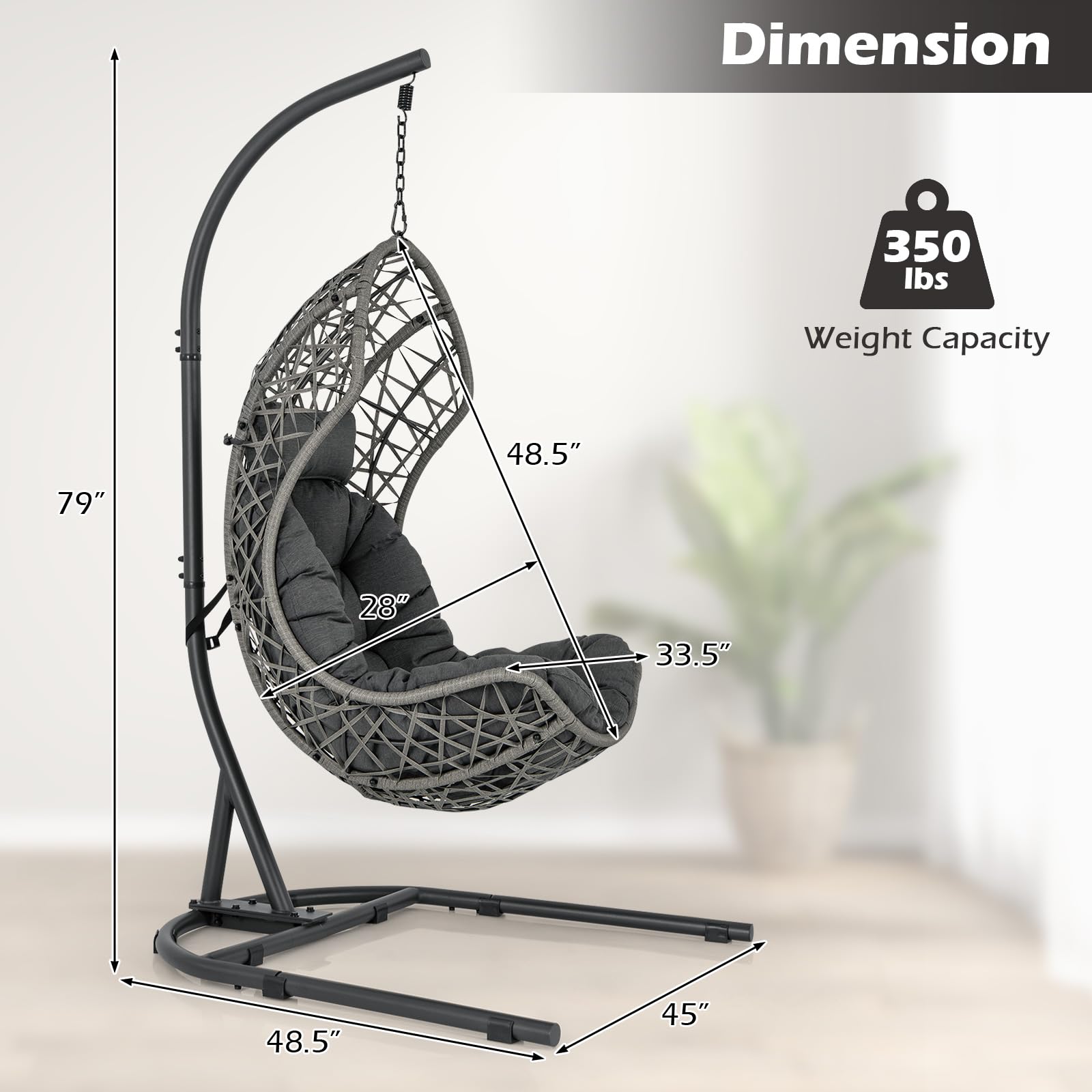 Giantex Egg Chair Outdoor Indoor - Hammock Chair with stand, Pillow, Cushion, Hanging Accessories 