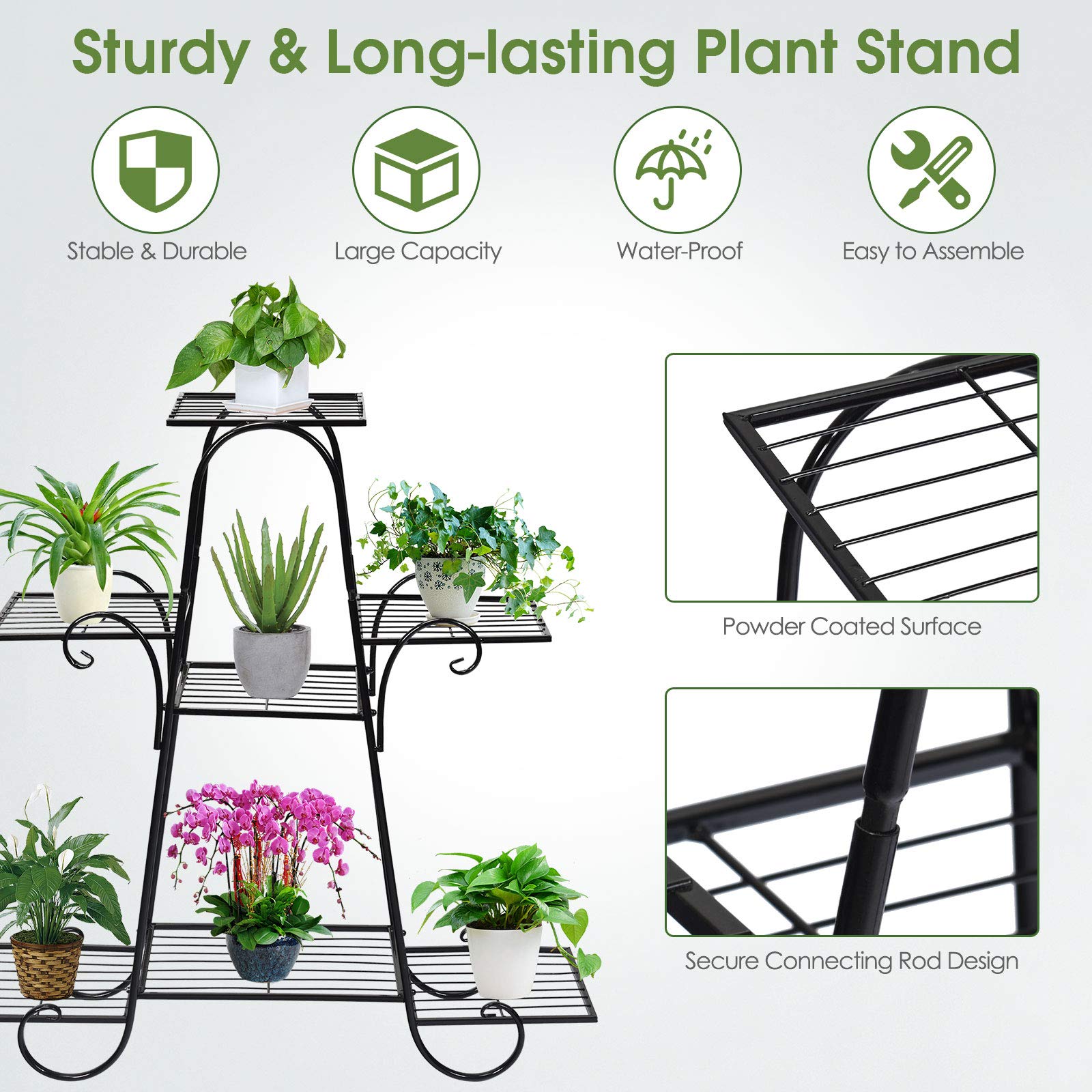 Giantex 7 Tiers Metal Plant Stand Flower Pots Holder 