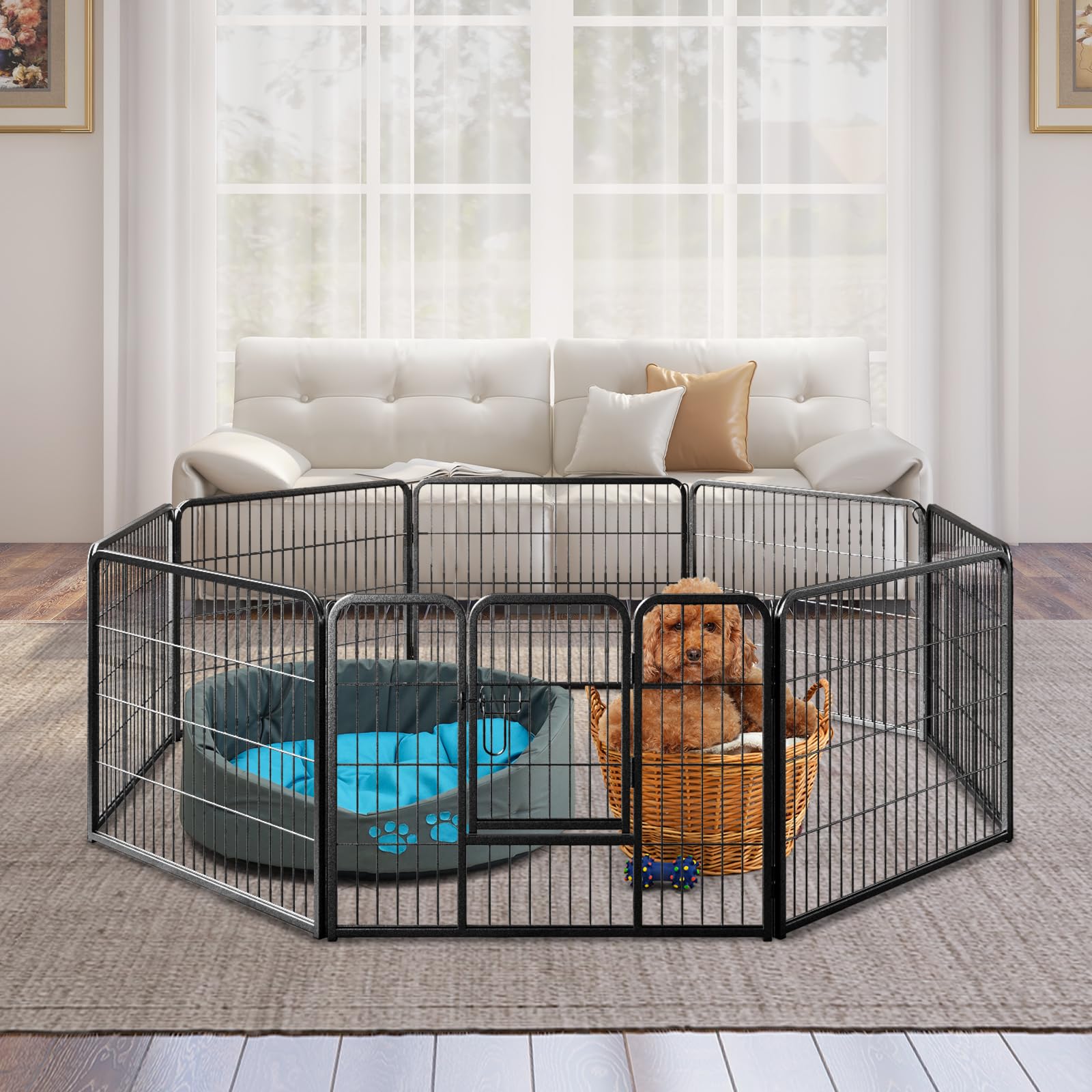 Giantex Dog Playpen Outdoor 24" H - 8/16 Panels Metal Pet Fence for Puppies Small Dogs, Portable Dog Fence for Yard Garden RV Camping 