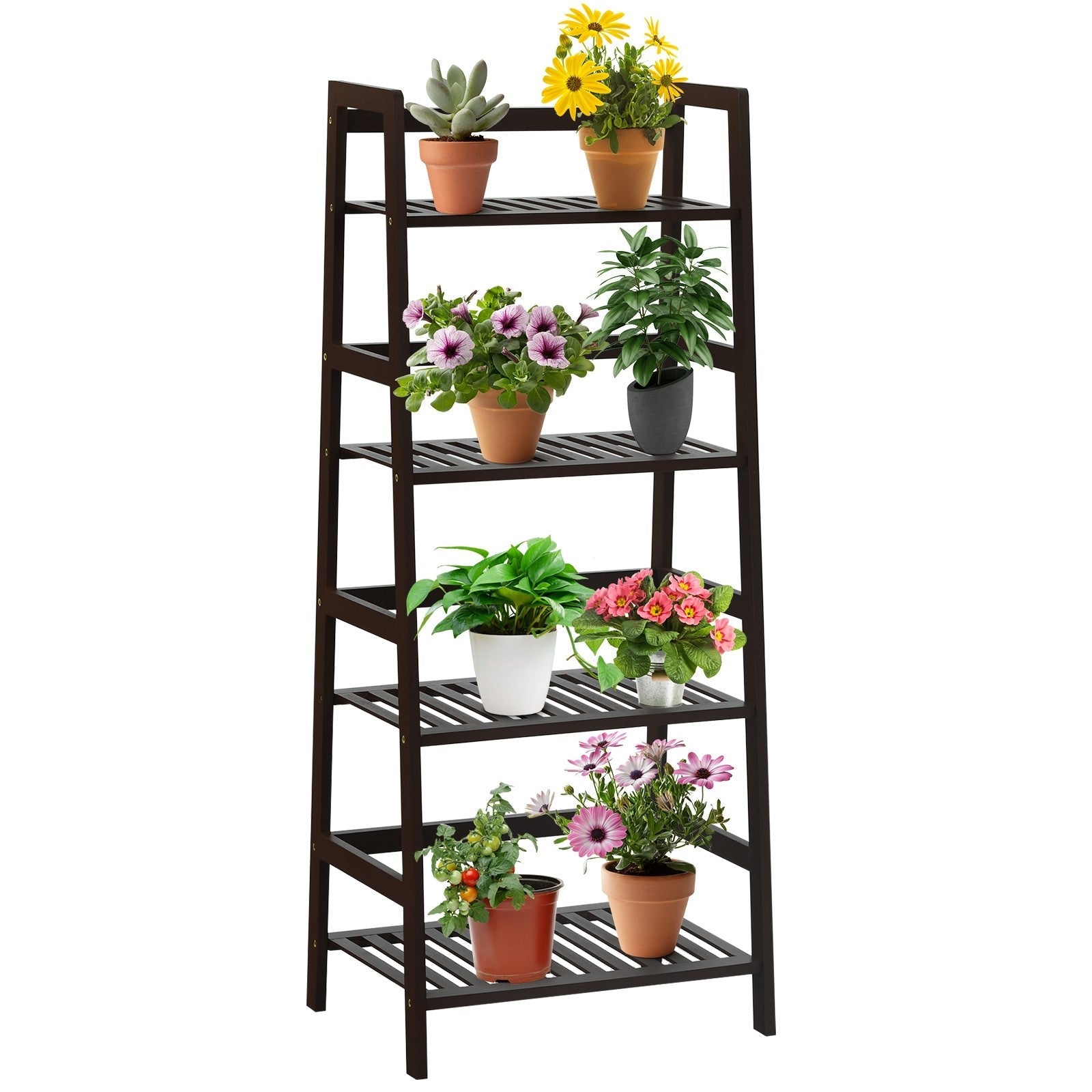 4-Tier Ladder Shelf Plant Stand | Bamboo Flower Pots Holder 