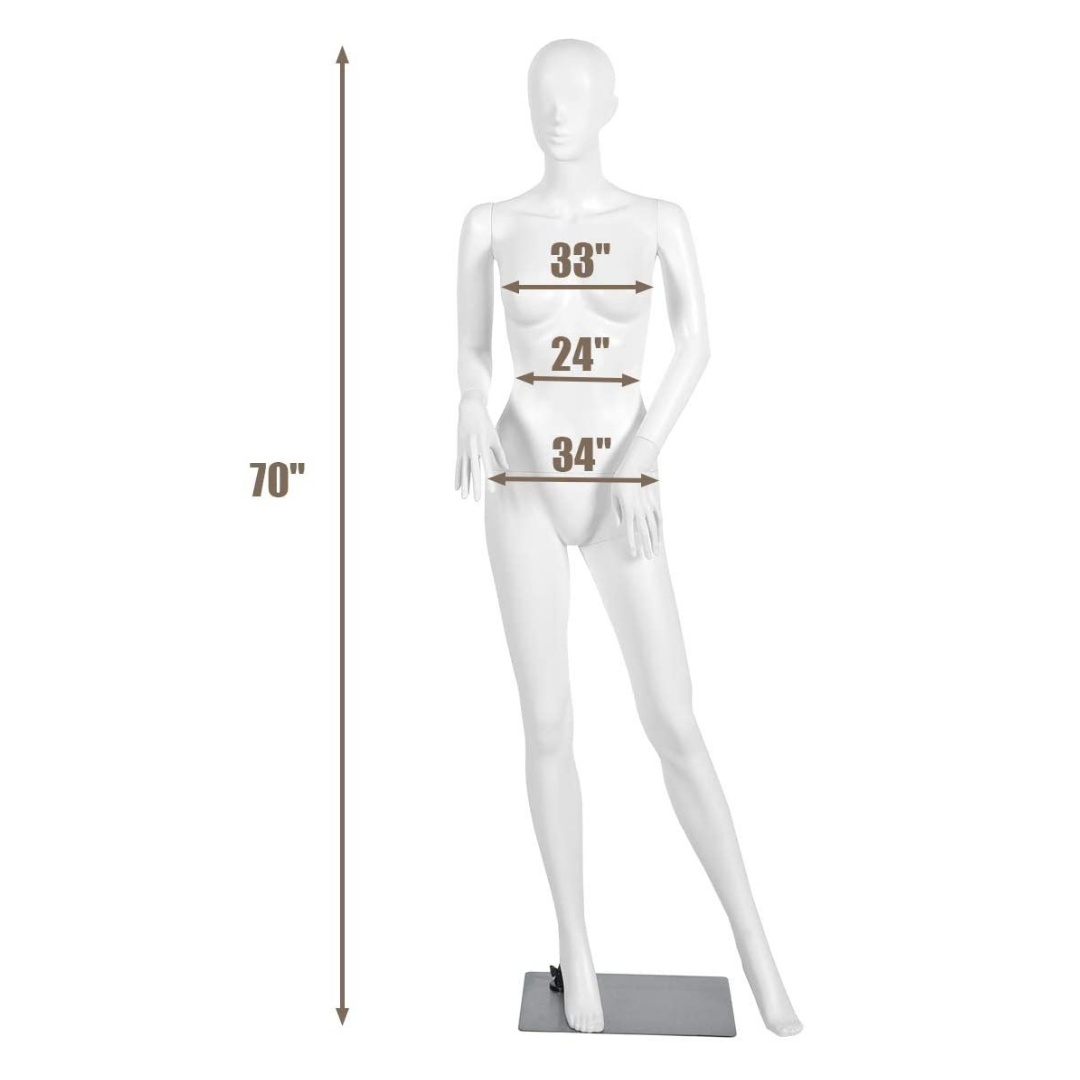 Female Mannequin Dress Form Display Manikin Torso 5.8 FT, White 