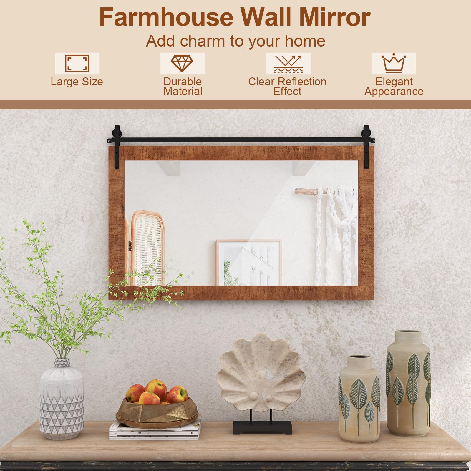 CHARMAID Farmhouse Wall Mirror 