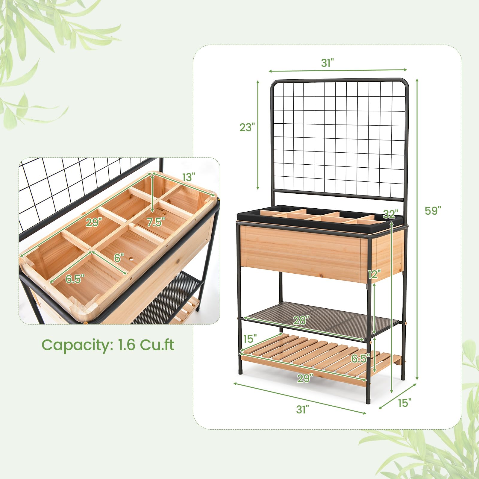 Giantex Raised Garden Bed with Trellis 