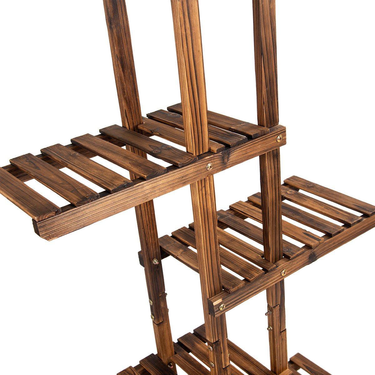 Giantex Flower Rack Wood Plant Stand 7 Wood Shelves 11 Pots 