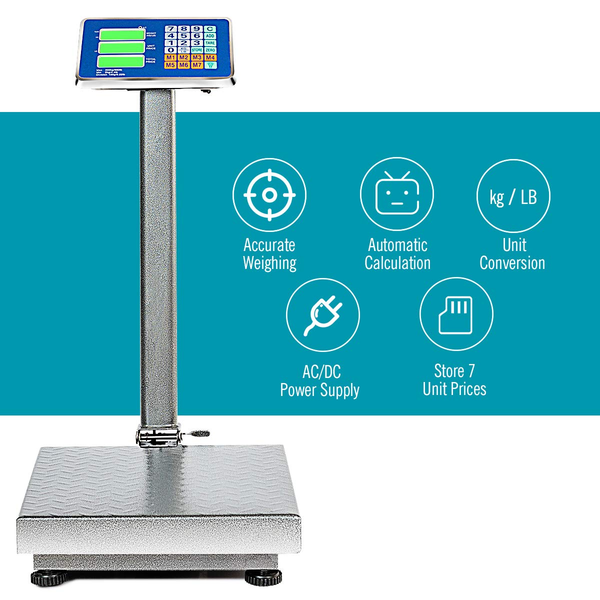 Giantex 660lbs Weight Computing Digital Scale Floor Platform Scale for Weighing Luggage (Silver) 
