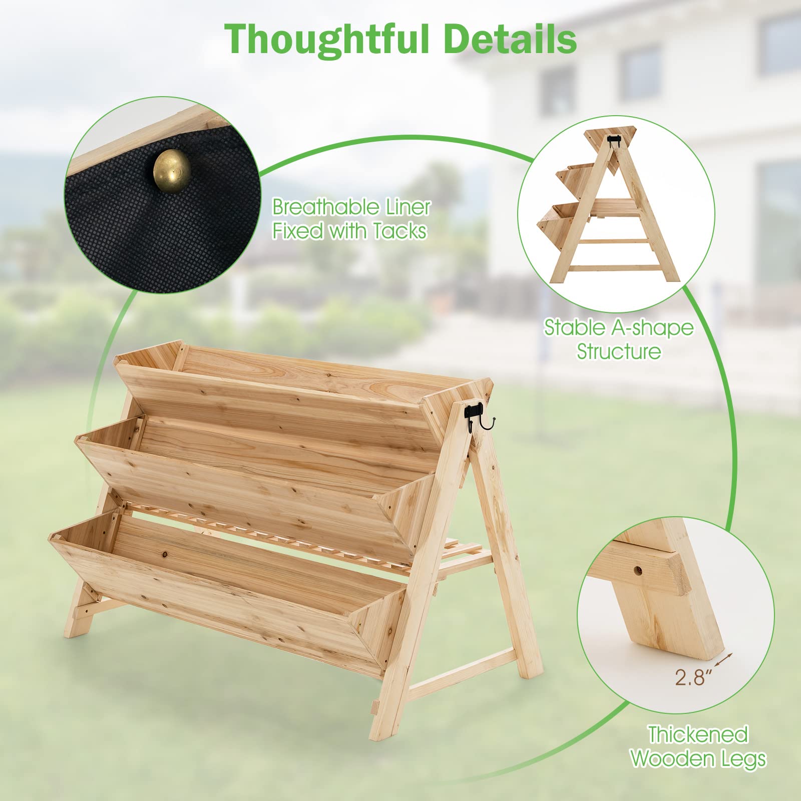 Giantex Raised Garden Bed, Vertical Planter with Storage Shelf (Natural) 