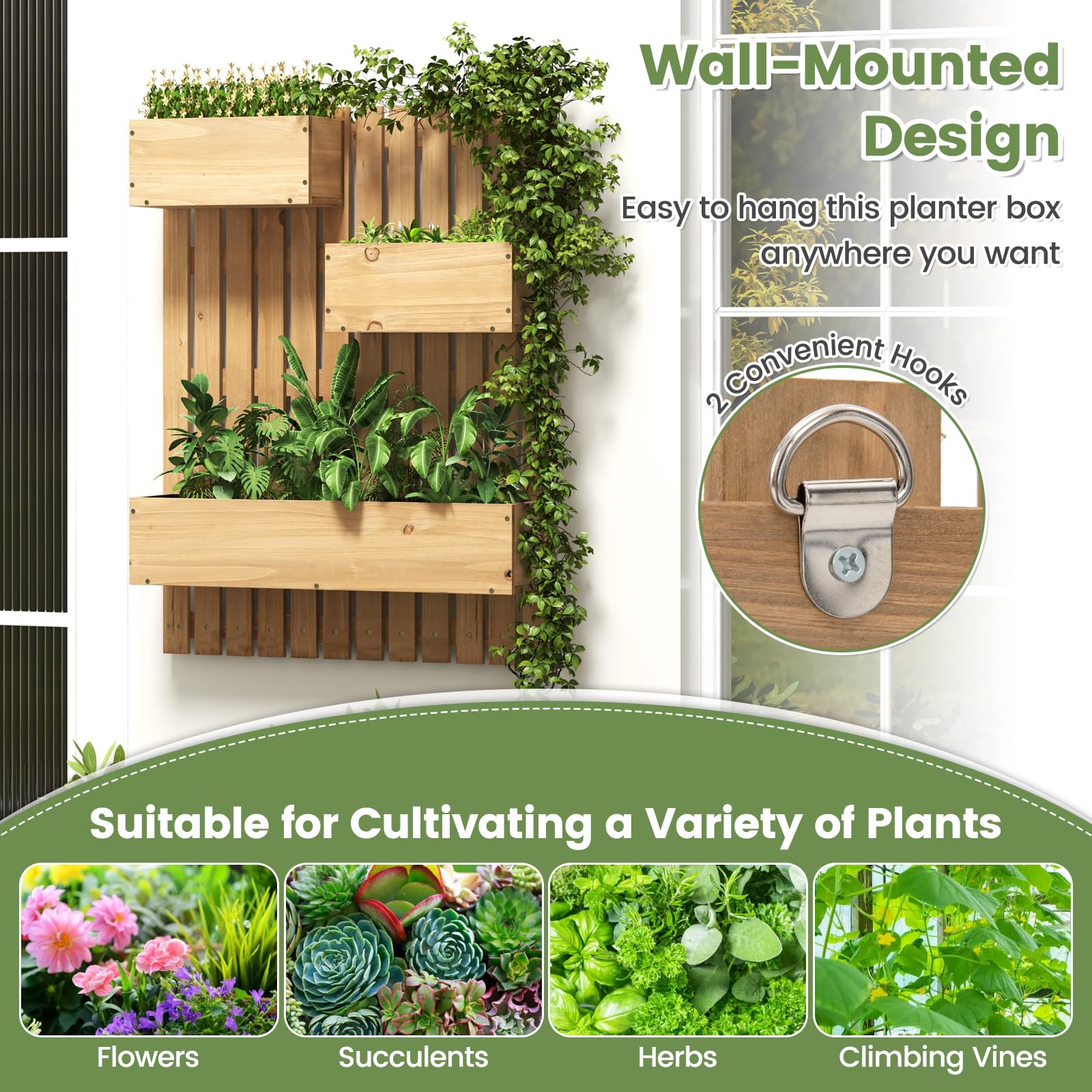 Giantex Wall-Mounted Raised Garden Bed w/Trellis Board 