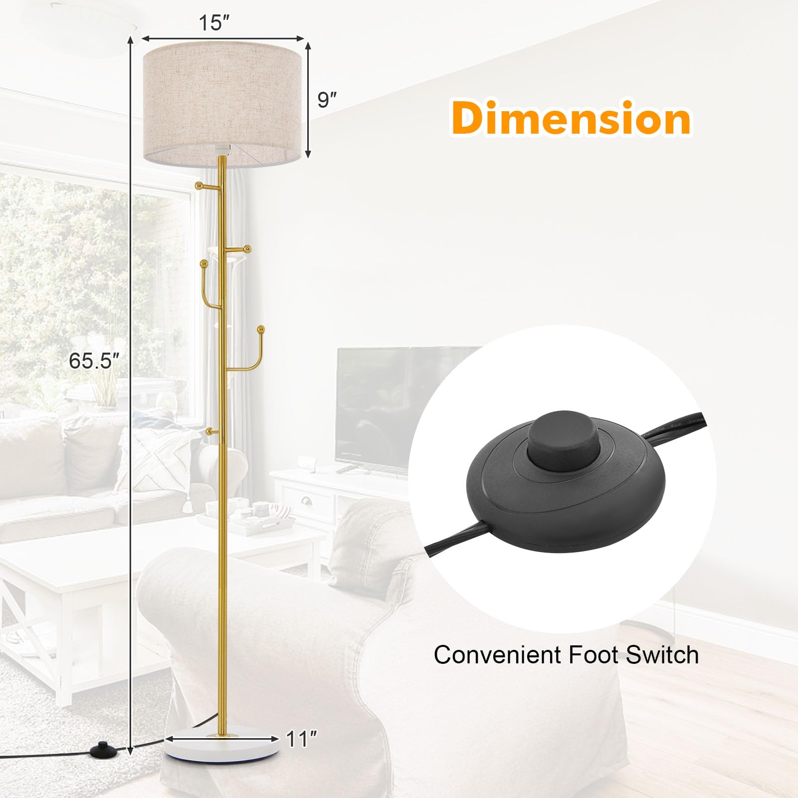 Giantex Floor Lamp with Coat Rack