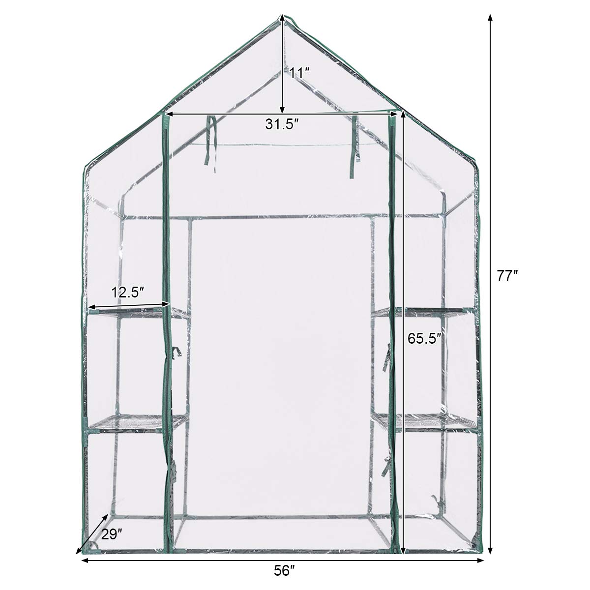 Giantex Greenhouse Outdoor Large Walk-in Plant Green House with 3 Tier Shelves for Plants 