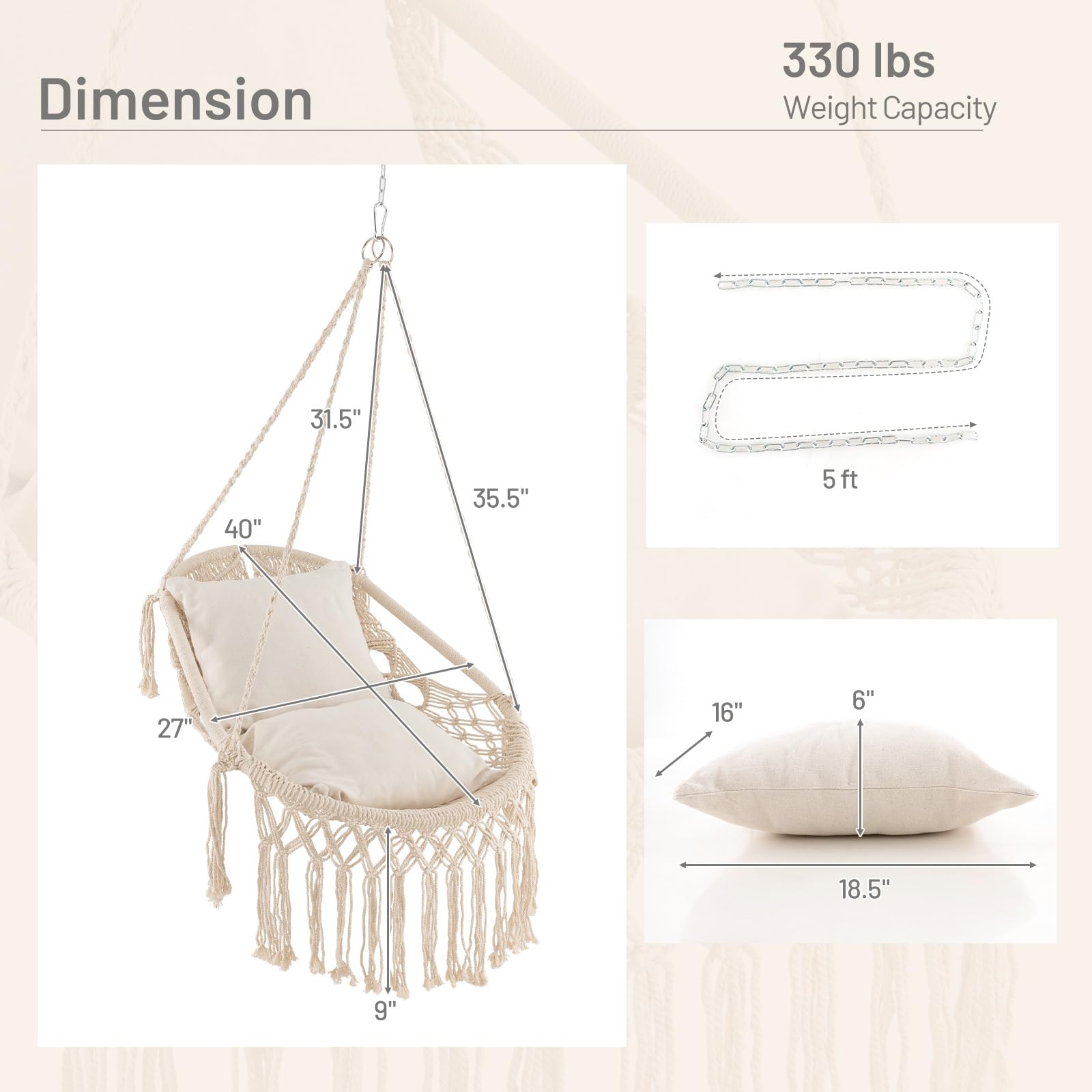 Giantex Macrame Swing Chair 