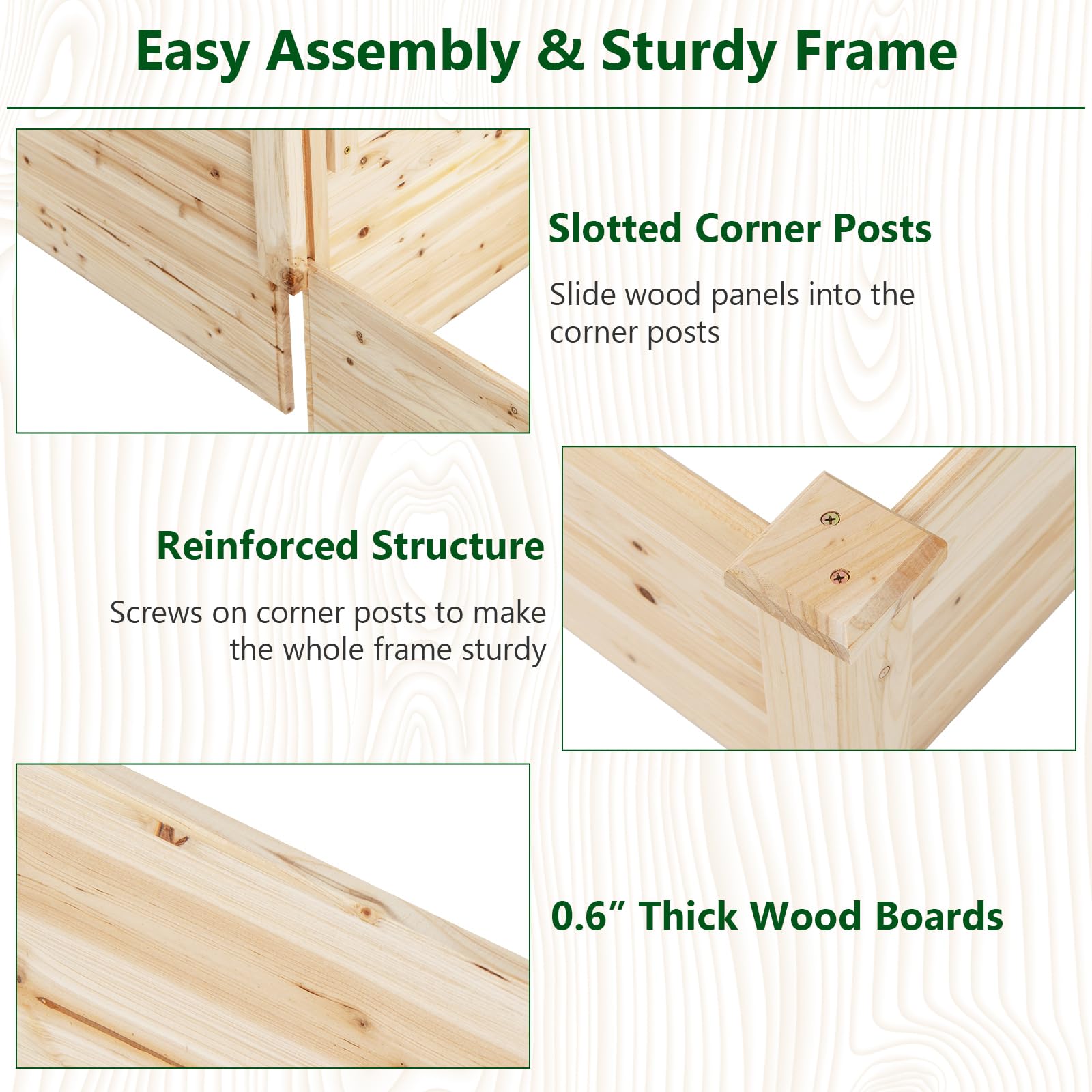 Giantex Raised Garden Bed with Trellis, Set of 2 Wood Shallow & Deep Planter Box for Climbing Plants 
