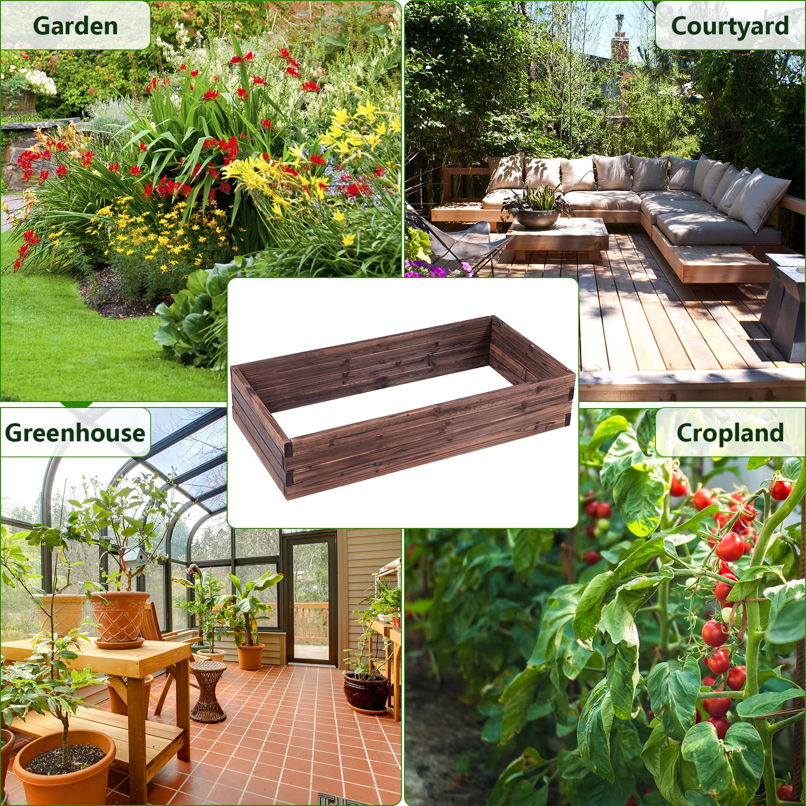 Rectangular Planter for Patio and Lawn 47'' L x 24'' W x 9'' H, (Brown) 