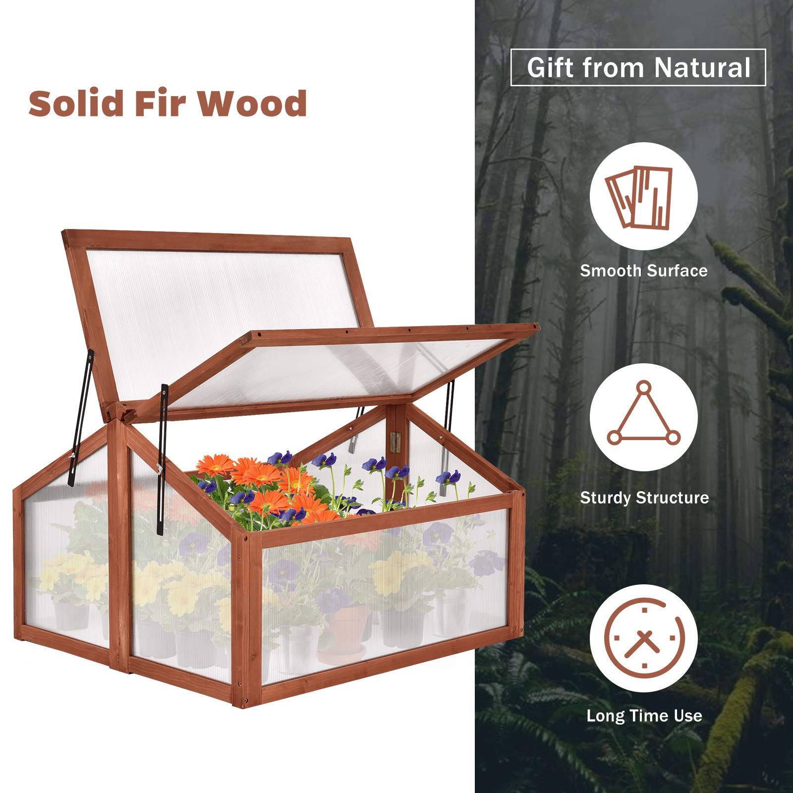Garden Portable Wooden Cold Frame Flower / Planter Protection 