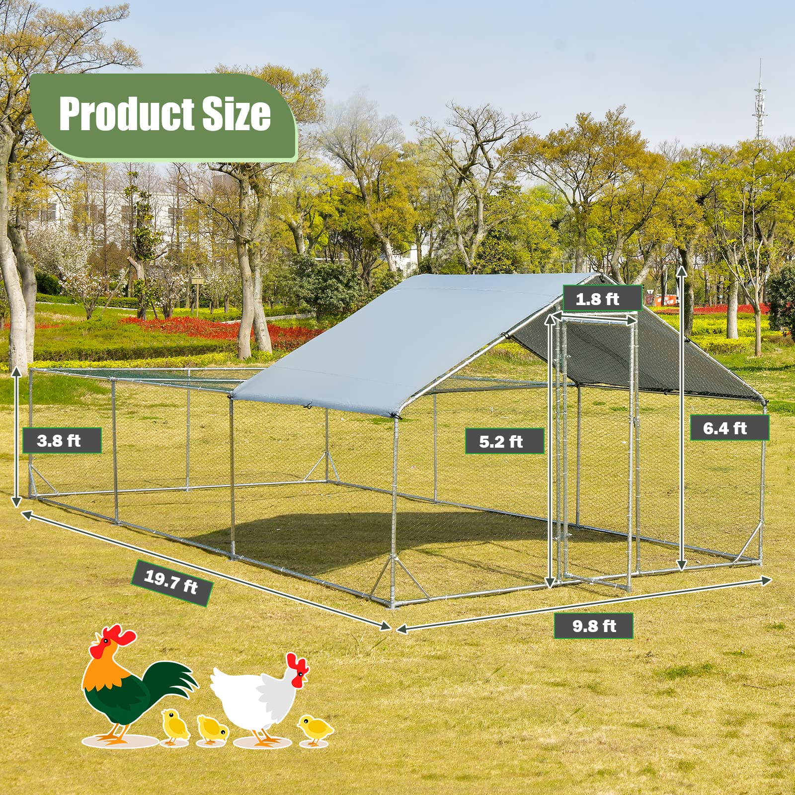 Giantex 20ft Large Metal Chicken Coop 