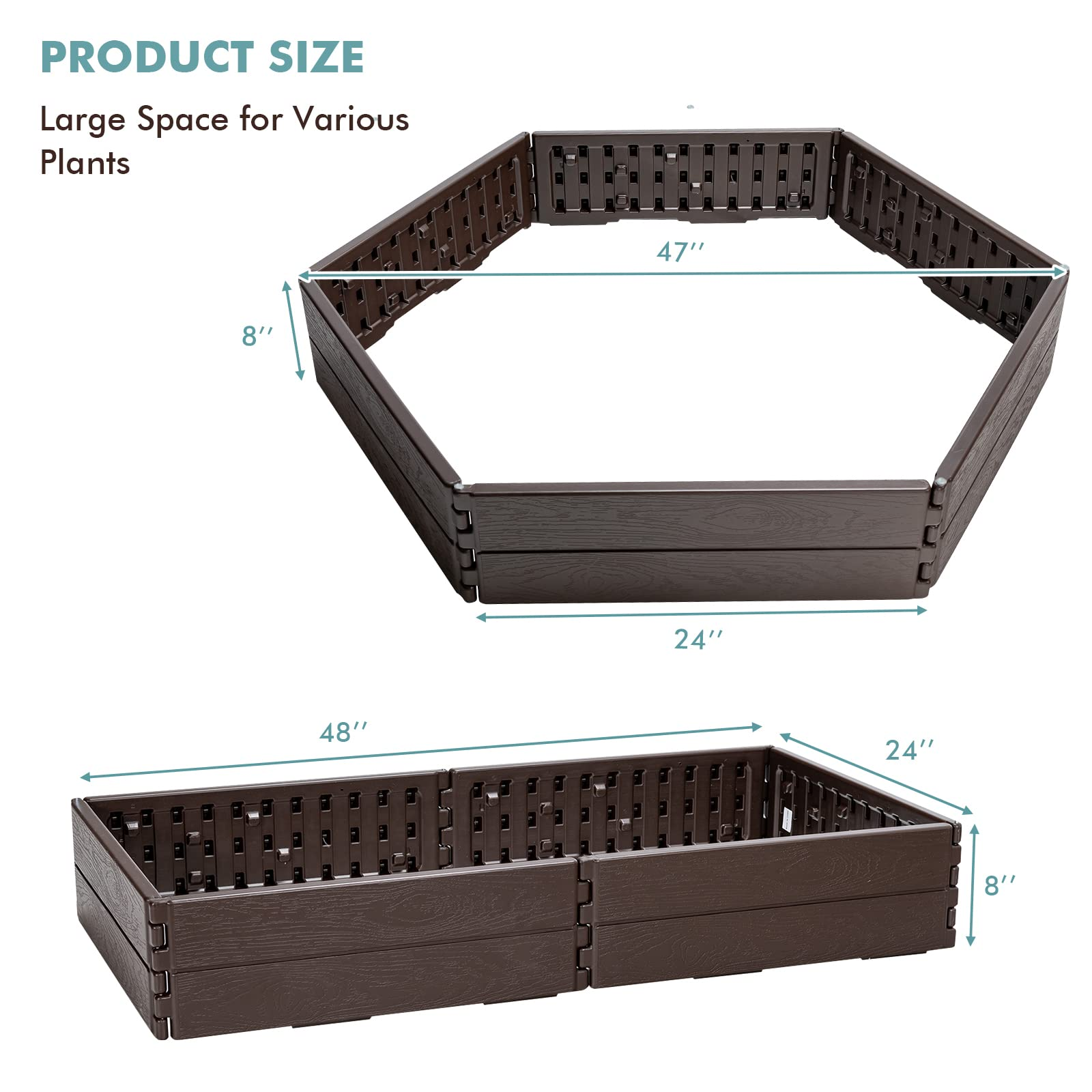 Giantex Planter Raised Bed, 8 Inch Deep, Brown 