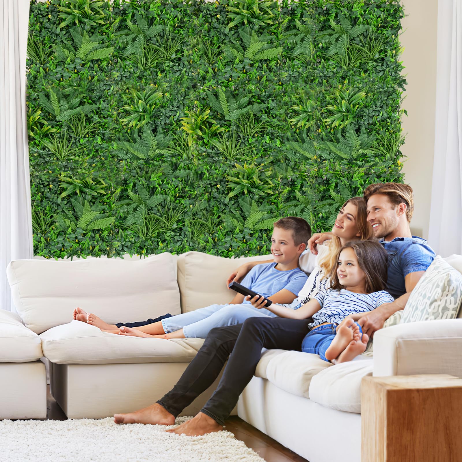 Giantex Grass Wall Panels Backdrop - 4 PCS 20"x20" Artificial Tropical Boxwood Panels 