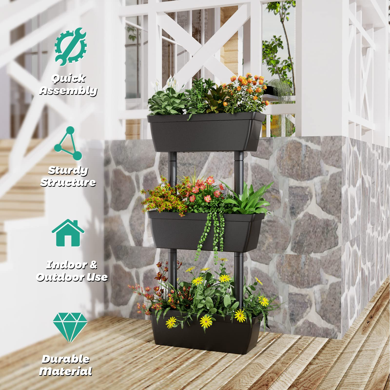 Indoor Outdoor Elevated Container Box for Herb Vegetable Planting 