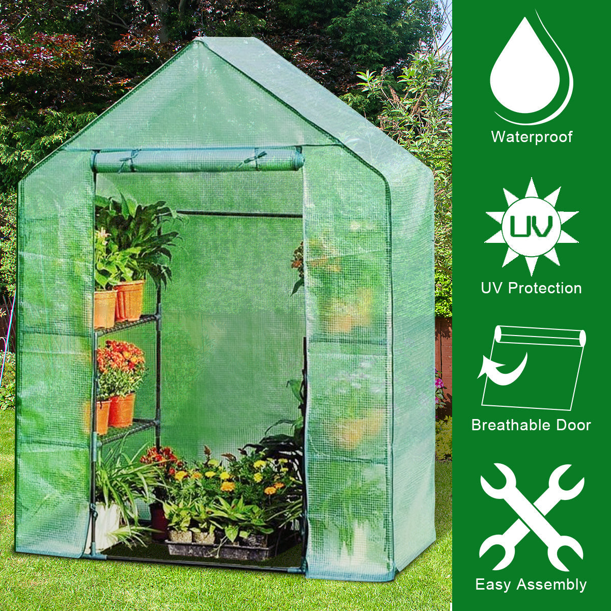 Greenhouse Outdoor Large Walk-in Plant Green house for Plants (Green) 