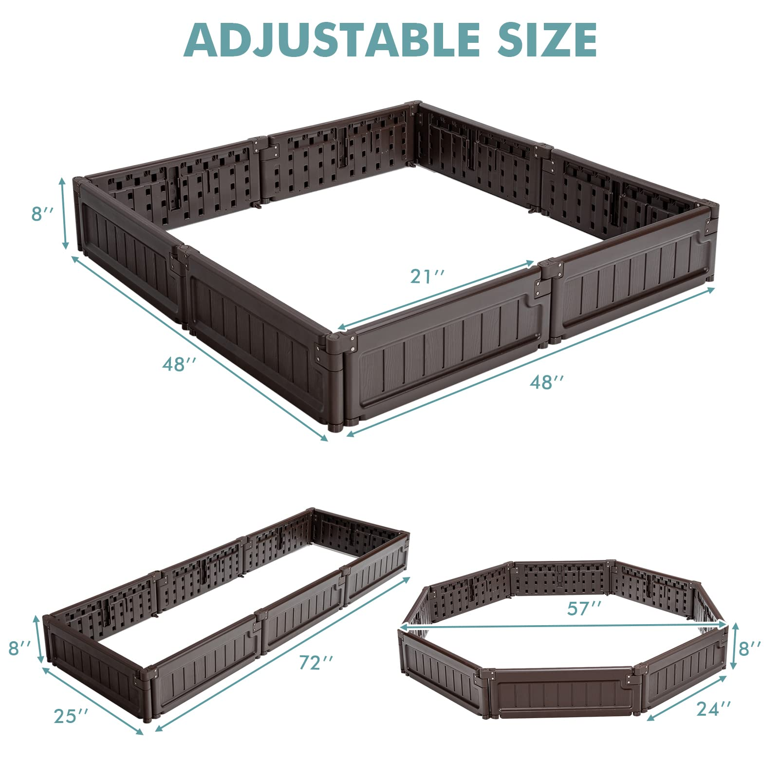 4x4 Ft Planter Raised Bed, Octagon Garden Bed for Vegetable Flower Succulents Fruits 