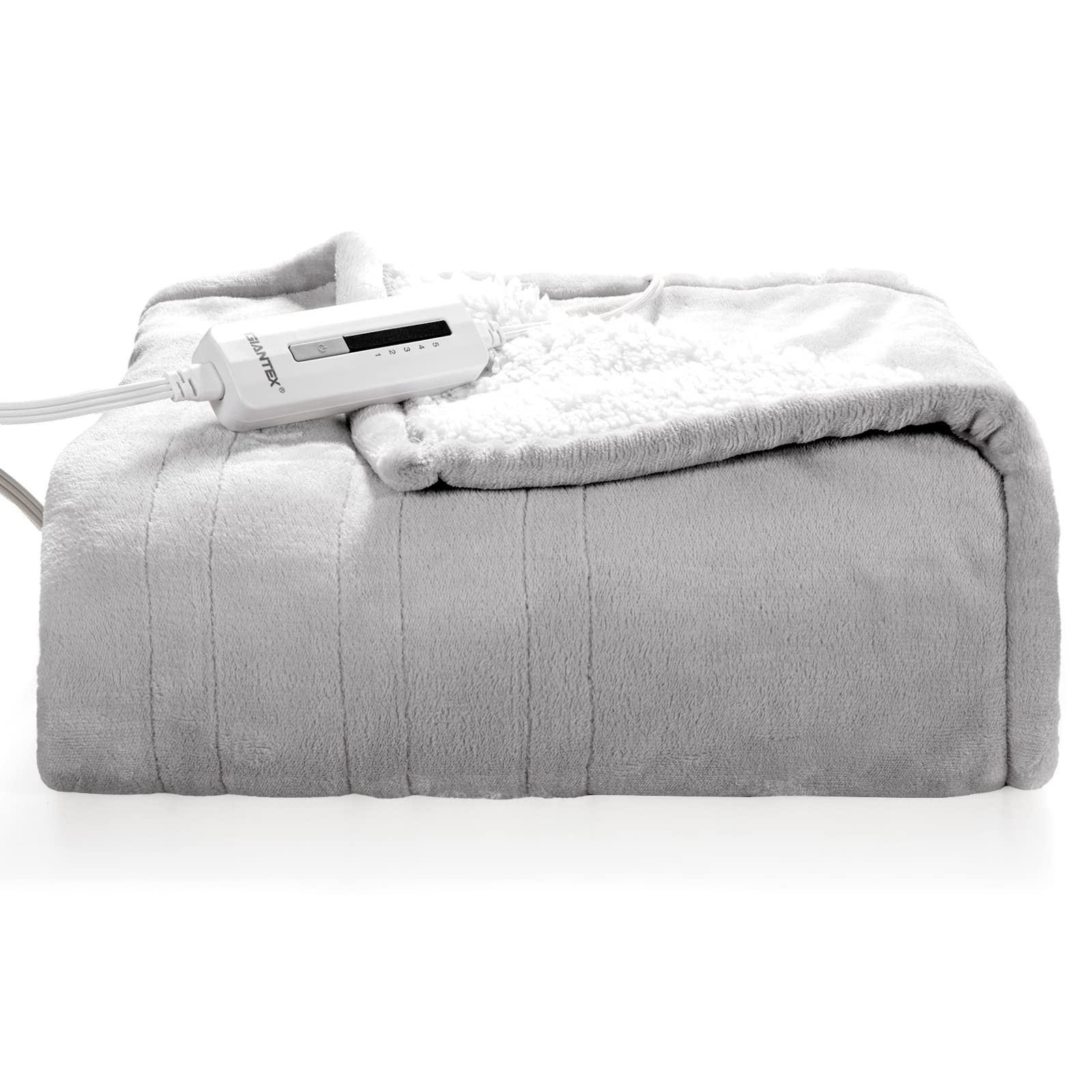 Giantex Electric Blanket Heated Throw, Flannel Sherpa Double Side Heating Blanket 50''x60'' 