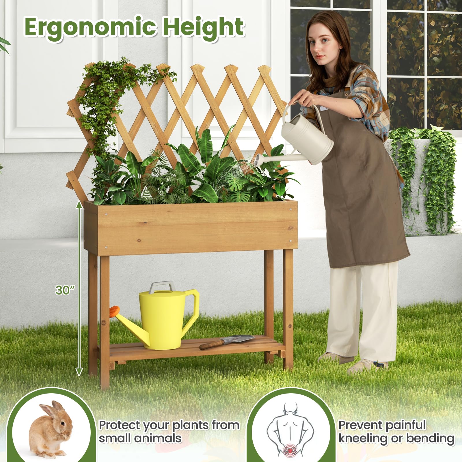 Giantex Raised Garden Bed on Wheels, Rolling Planter Boxes with Trelli 