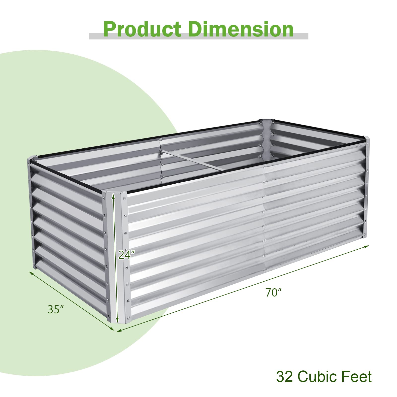Giantex 6x3x2ft Steel Planter Raised Bed, Protective Edges, 4 Ground Stakes, Vegetables, Flowers Fruit Herb 
