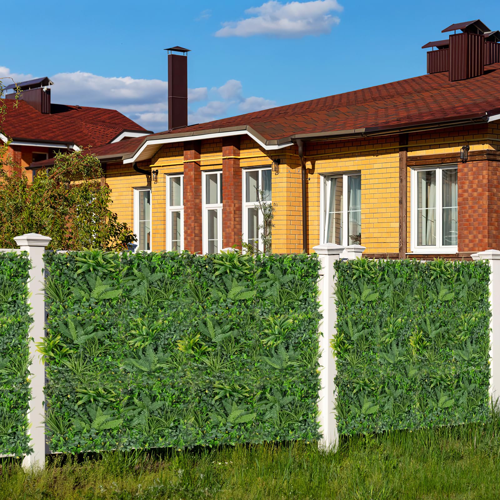 Giantex Grass Wall Panels Backdrop - 4 PCS 20"x20" Artificial Tropical Boxwood Panels 