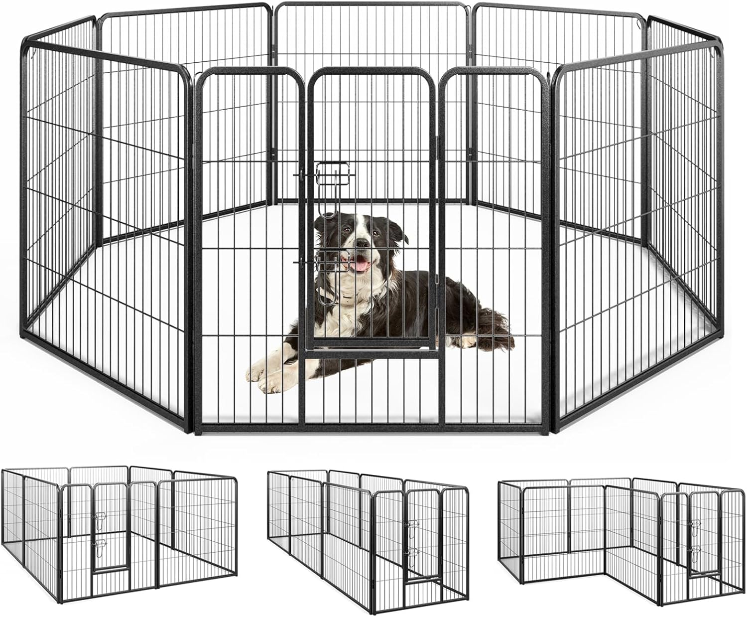 Giantex Dog Playpen Outdoor 32" H - 8/16 Panels Metal Pet Fence for Medium Dogs, Heavy Duty Dog Pen Exercise Fence with Door 