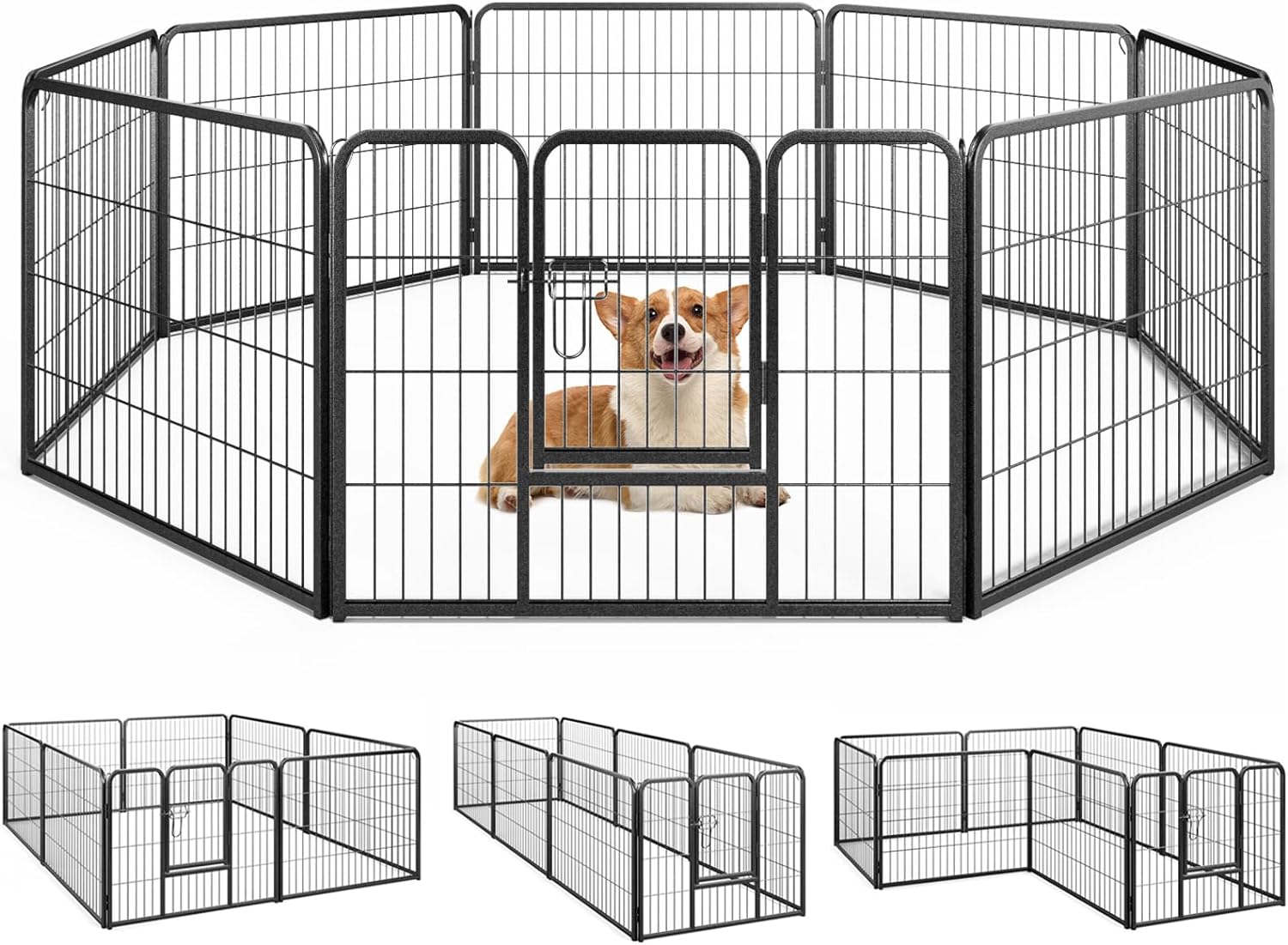 Giantex Dog Playpen Outdoor 24" H - 8/16 Panels Metal Pet Fence for Puppies Small Dogs, Portable Dog Fence for Yard Garden RV Camping 