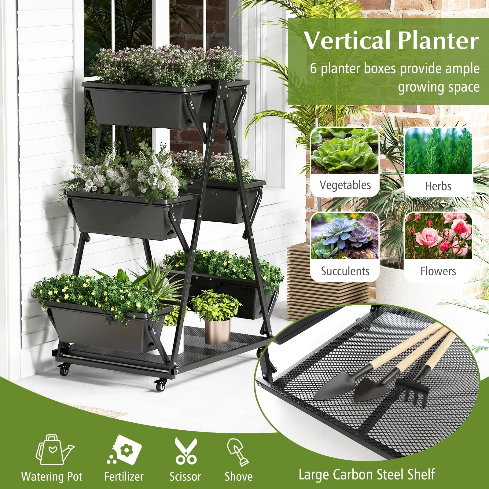 Giantex 6-Tier Rolling Raised Garden Bed 