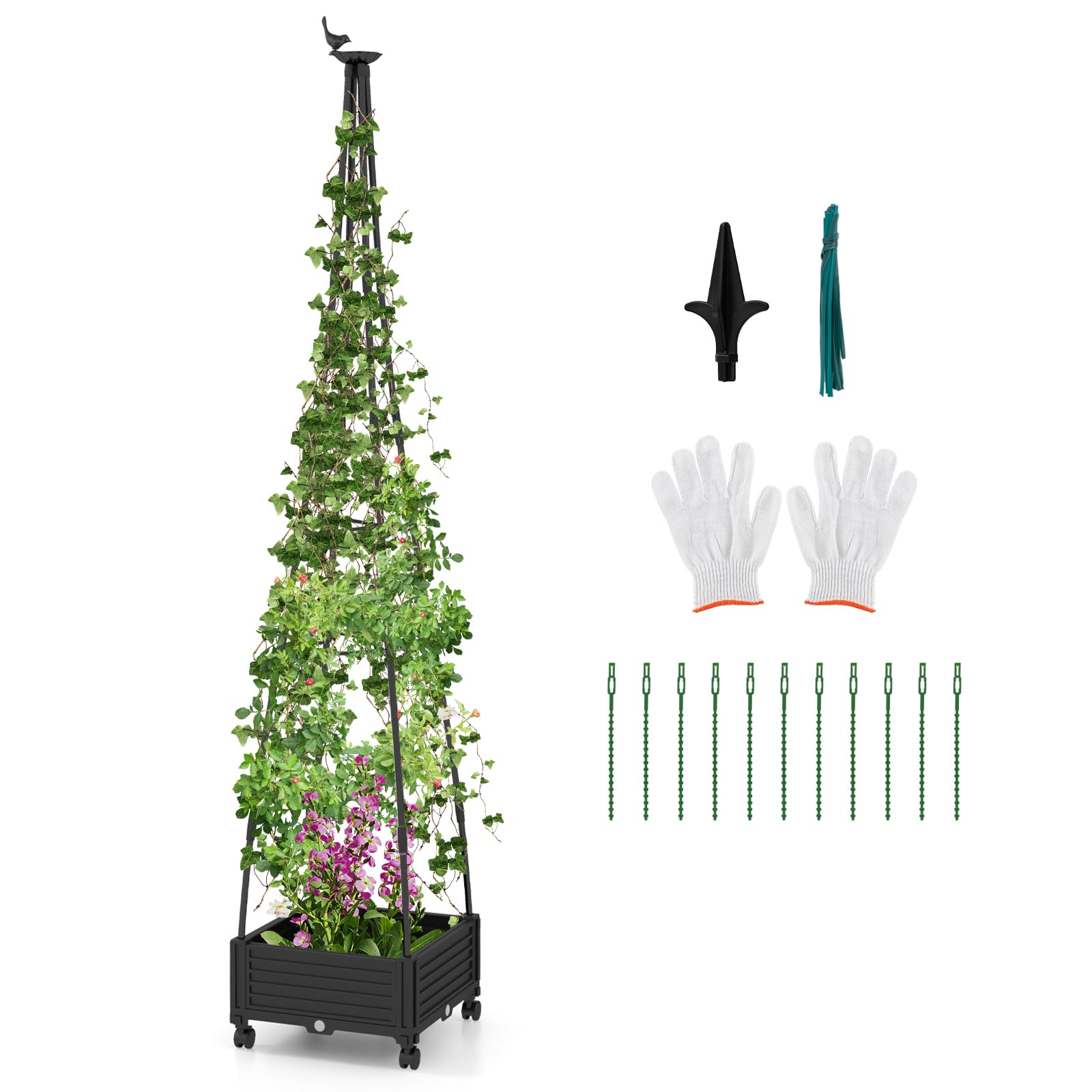 Giantex Rolling Raised Garden Bed with Climbing Trellis 